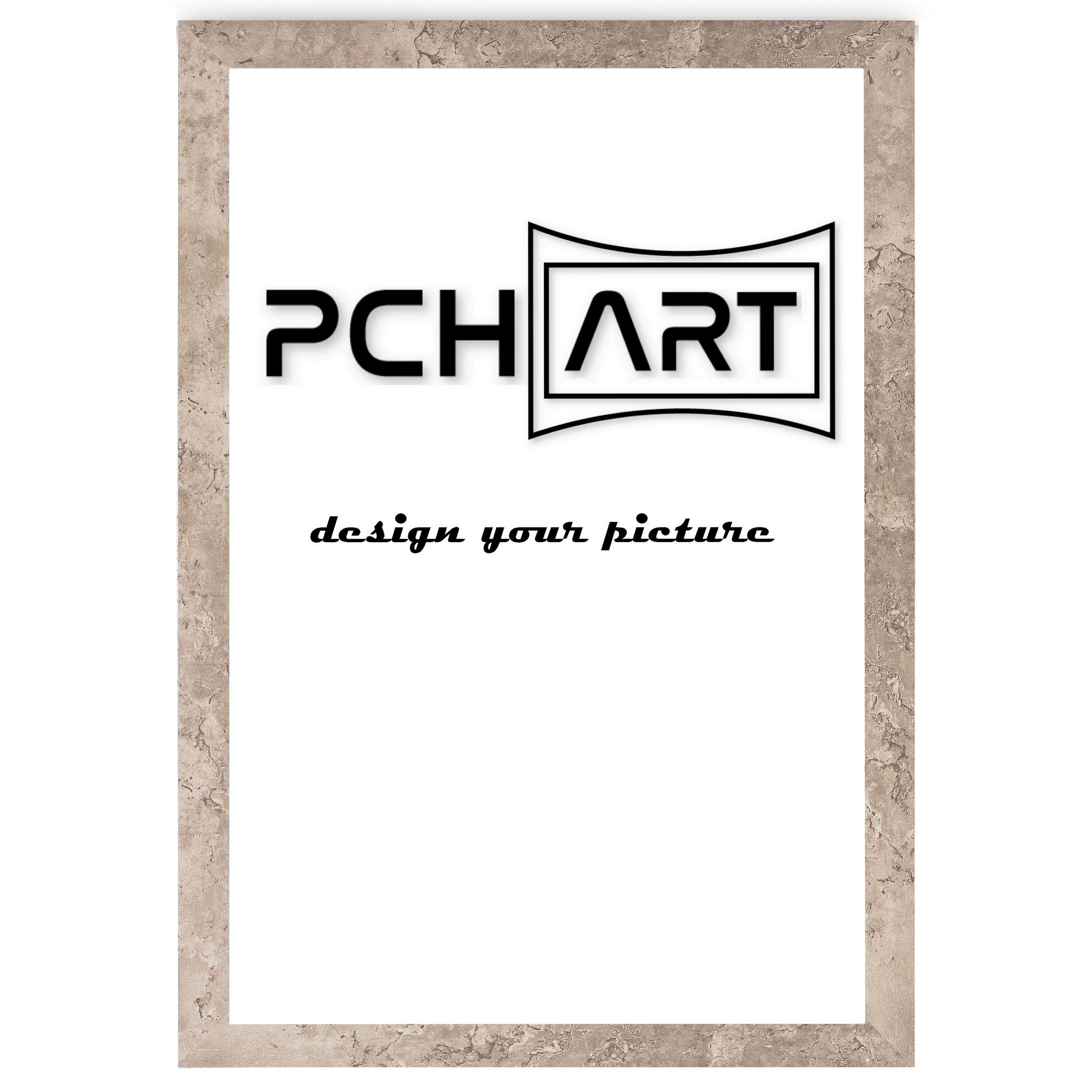 PCH[art] Bilderrahmen Rahmen New Alaya, Farbe: Beton Optik, Größe: 10x15 bis 90x120 cm, für 1 Bilder, UV-beständiges Kunstglas, Leiste ummantelt mit Folie