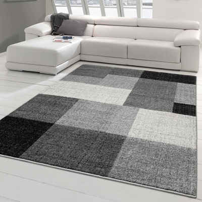 Teppich Moderner Wohnzimmerteppich mit quadratischen Mustern, pflegeleicht, creme grau, Teppich-Traum, rechteckig, Höhe: 11 mm