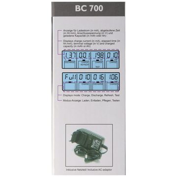technoline Schnell-Ladegerät BC 700 mit Entladefunktion und LCD-Display Rundzellen-Lader