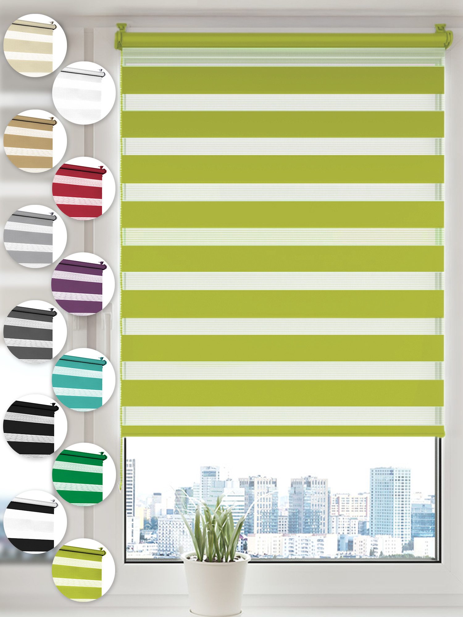 Doppelrollo Klemmfix ohne Bohren Rollos für Fenster und Tür Seitenzugrollo, Sonello, blickdicht, ohne Bohren, freihängend, Klemmfix, 30cm x 100cm Olivgrün Duo Rollo, Jalousie mit Klemmträger