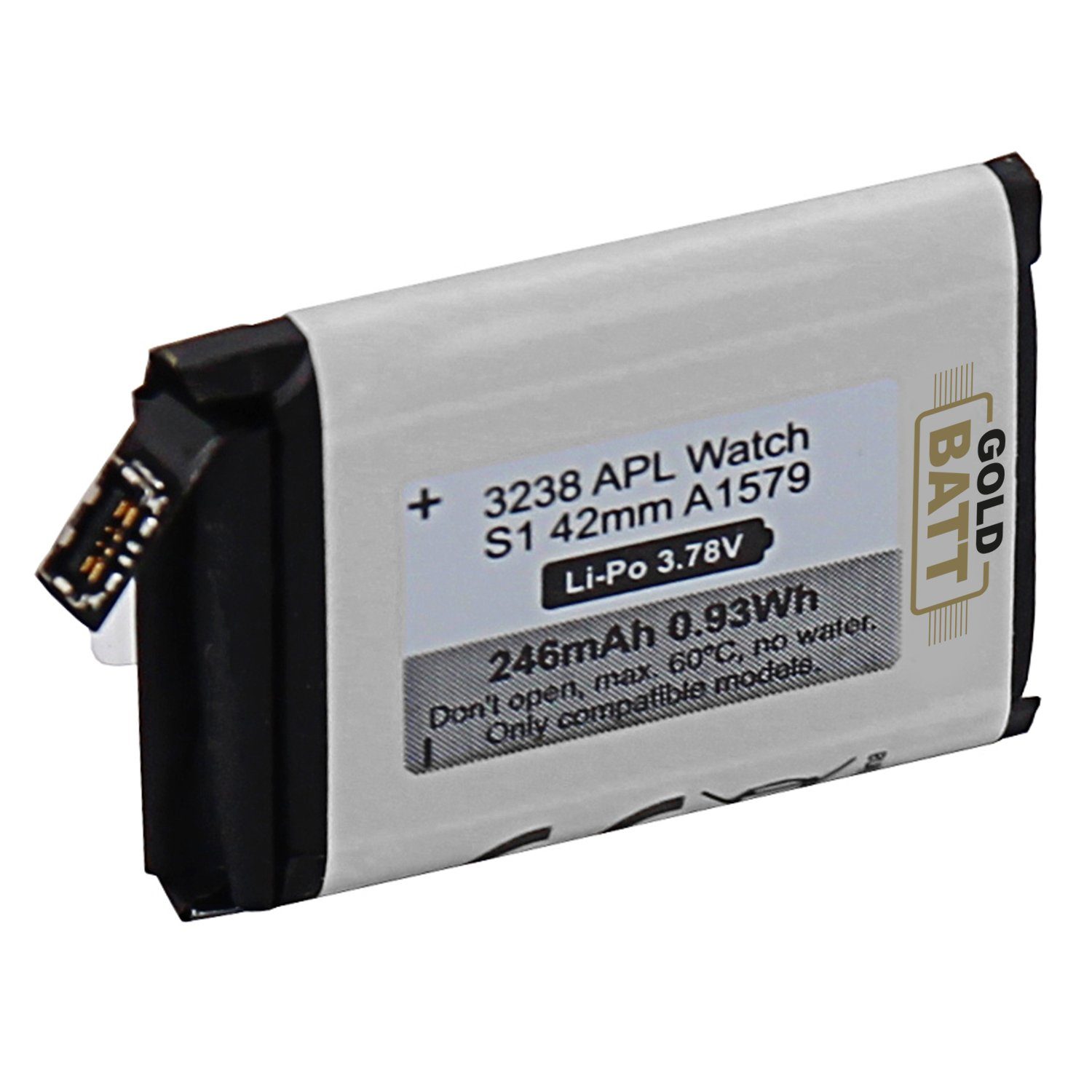 GOLDBATT Akku A1579 kompatibel mit Apple Watch passend für Serie 1 / 42 mm Akku Ersatzakku Akku 246 mAh (3,8 V, 1 St), optimale Passgenauigkeit