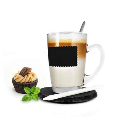 Sendez Latte-Macchiato-Glas Kaffeeglas 4tlg mit Löffel und Teller Teeglas Tasse Becher Latte Macchiato Glas, Glas