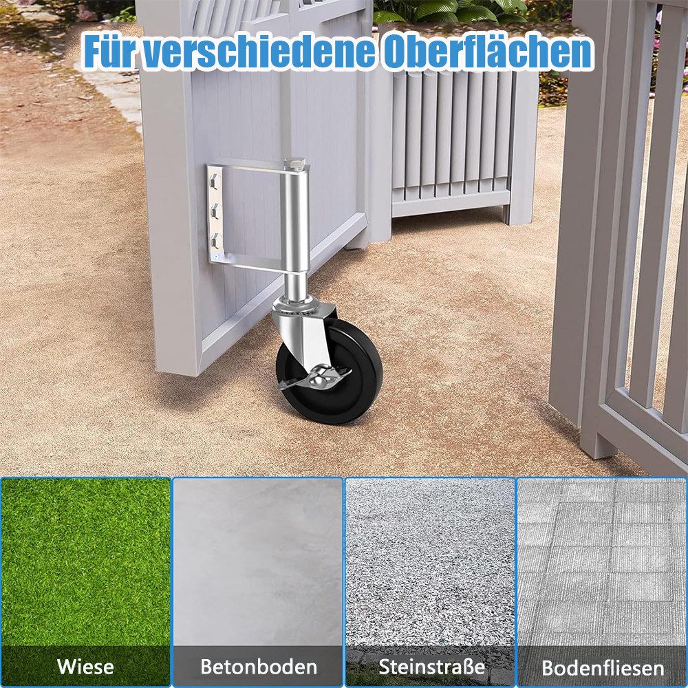 TUWENA Lenkrolle Torrolle 102mm mit Federbelastung, Rad mit Federung, 100kg Tragkraft, Drehbare Torrolle für Holztore, Zäune, Gartentor und Metalltore – Bild 5 von 5