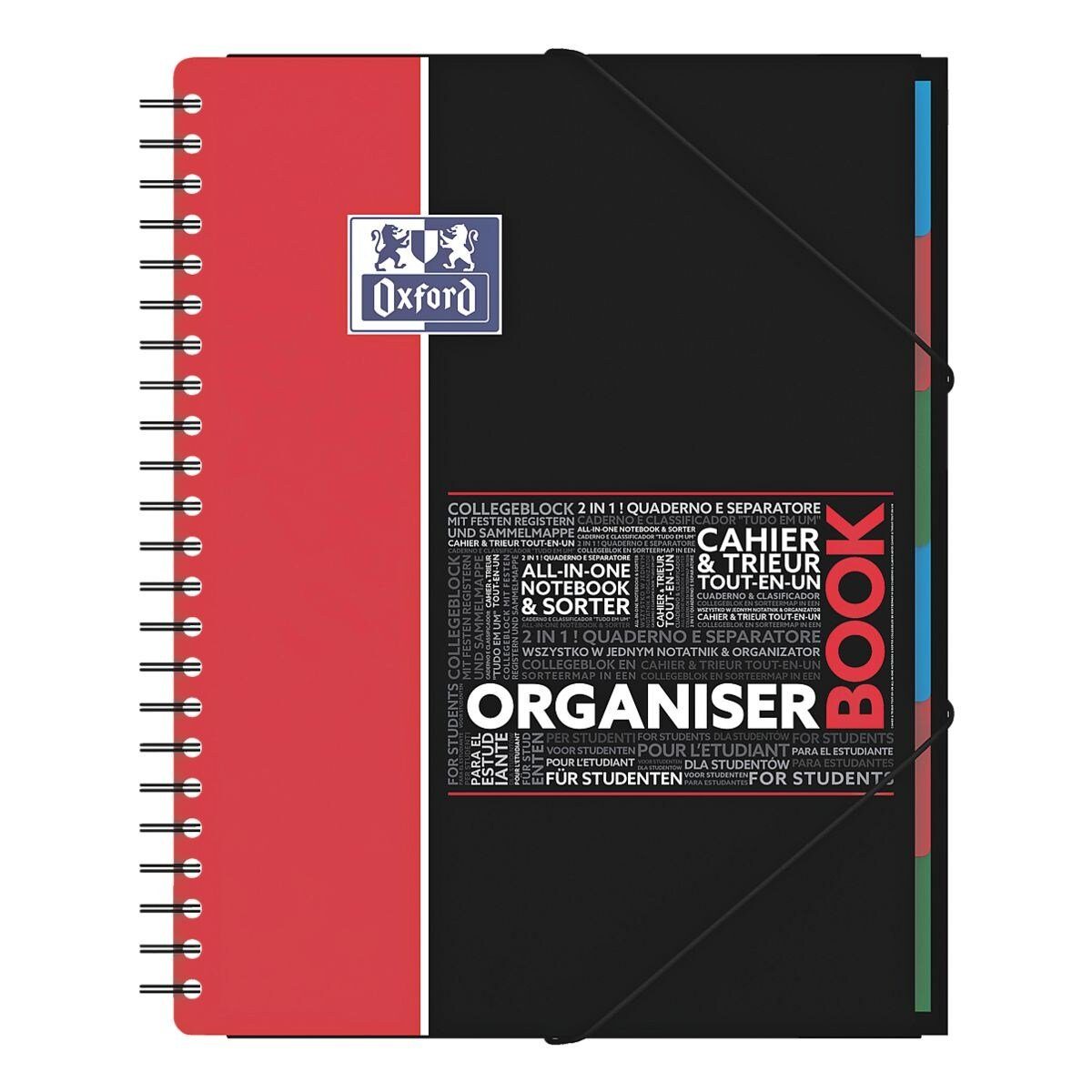 OXFORD Collegeblock »Studium Organiserbook«, A4+ kariert, 80 Blatt, inkl. 6  Register und Gummizug online kaufen | OTTO