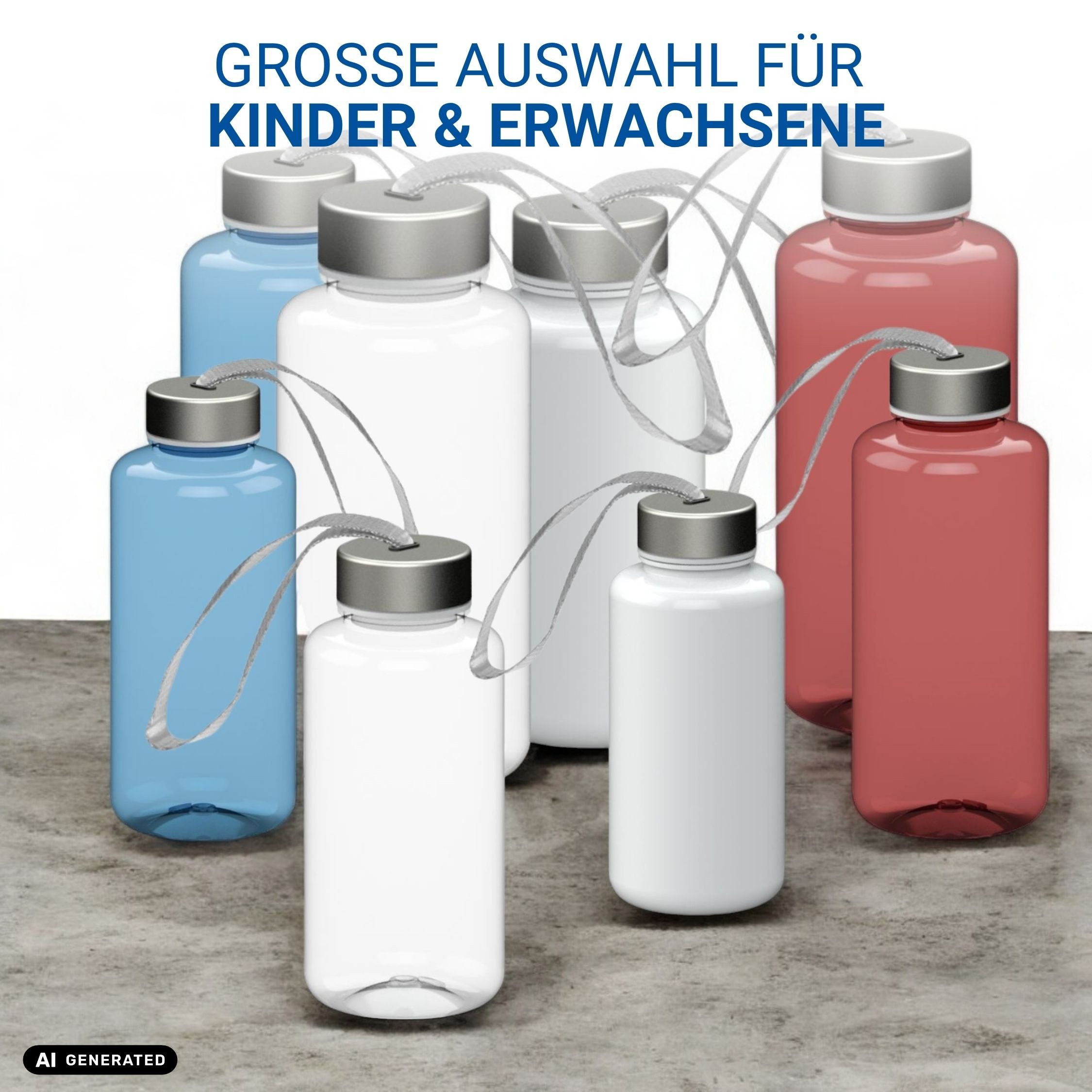 elasto Trinkflasche 1 L Wasserflasche "Pure" Tritanflasche mit Trägerband, Made in Germany, Spülmaschinenfest, Leicht zu reinigen, Sportflasche – Bild 5 von 5