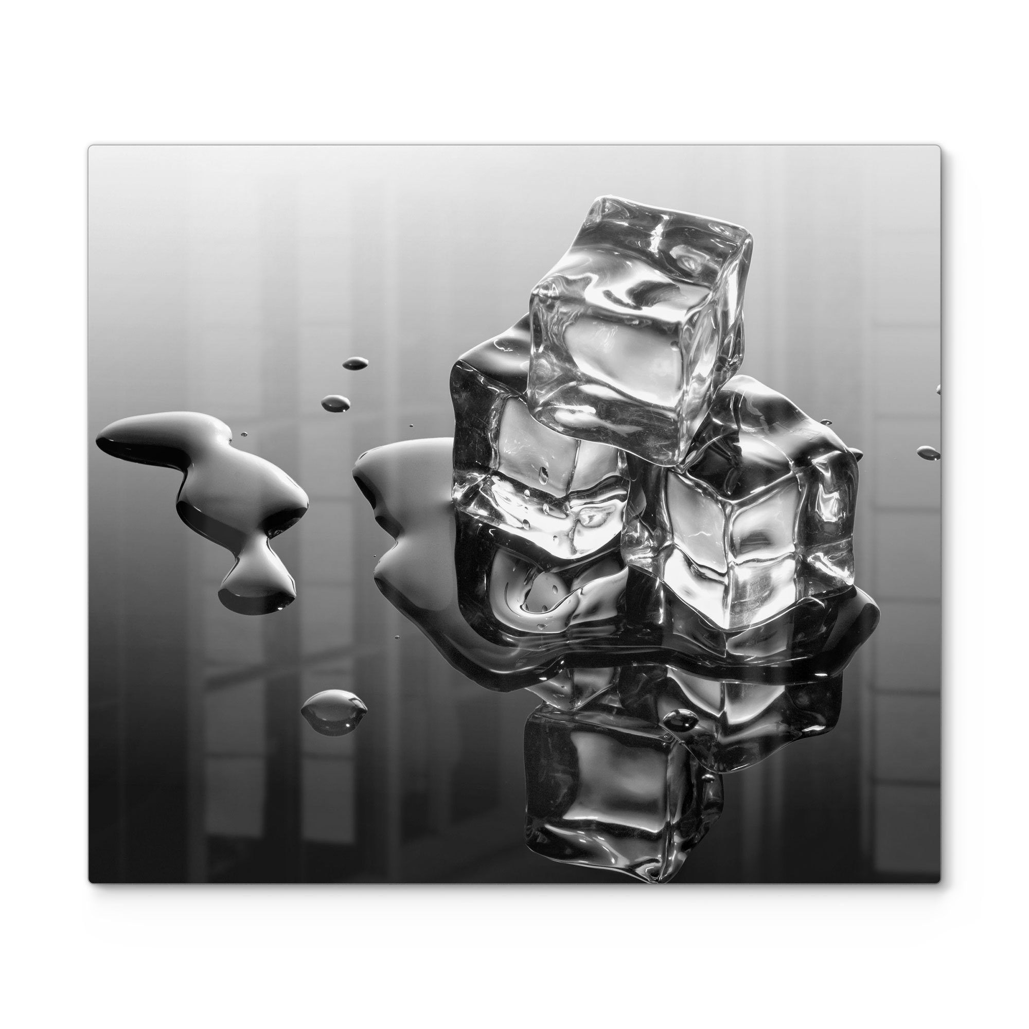 Ceranfeld Glas DEQORI 'Schmelzende Eiswürfel', tlg), Herdblende-/Abdeckplatte (1 Glas, Herdabdeckplatte Herd