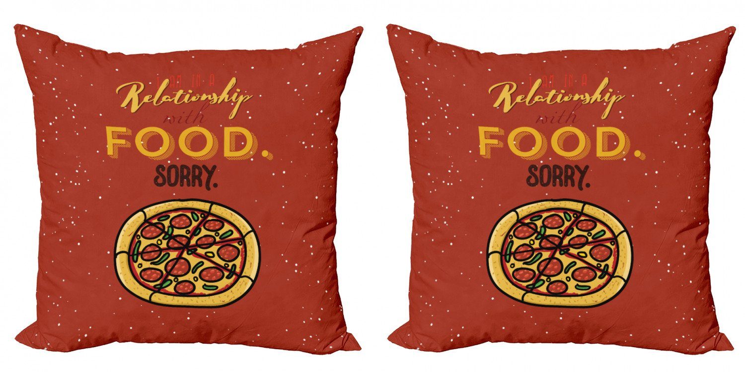 Kissenbezüge Modern Accent Doppelseitiger Digitaldruck, Abakuhaus (2 Stück), meme Pizza Beziehung mit Essen