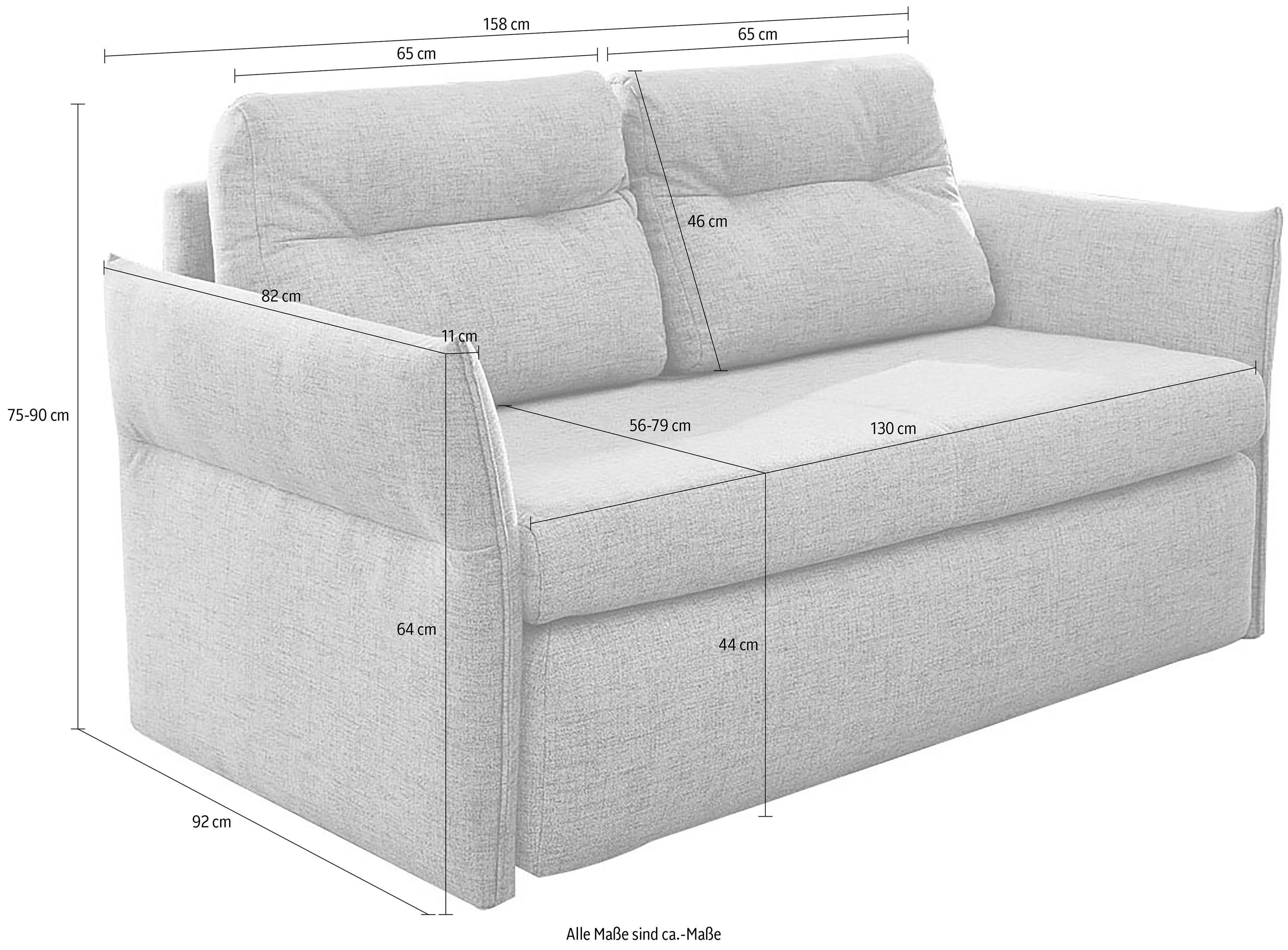 Federholzleisten Schlafsofa grau Tim, mit kompaktes Stellmaß, Gästebettfunktion, Gruppe Jockenhöfer