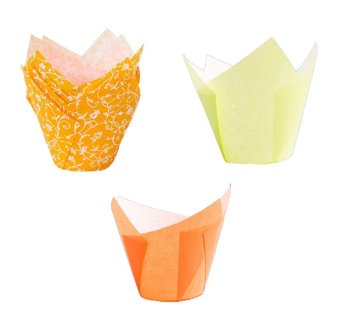 Demmler Muffinform Tulip-Wrap Set Gelb/Orange - Tulpenförmige Muffinförmchen -, zum stilvollen Anrichten von Muffins und Cupcakes - Made in Germany