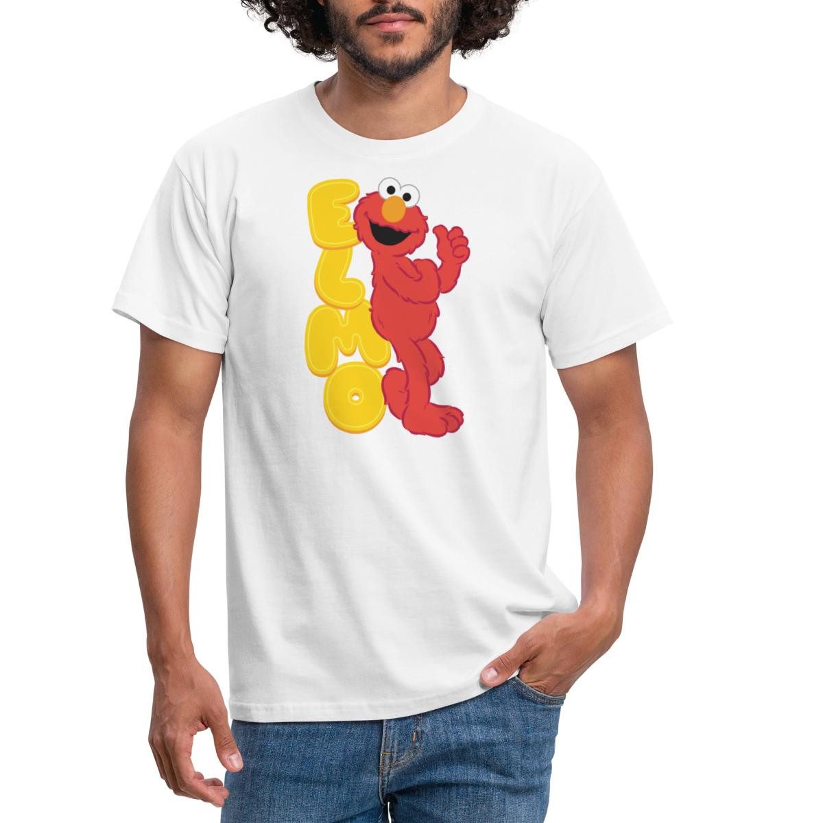 Spreadshirt T-Shirt Sesamstraße Elmo Mit Schriftzug Männer T-Shirt (1-tlg)