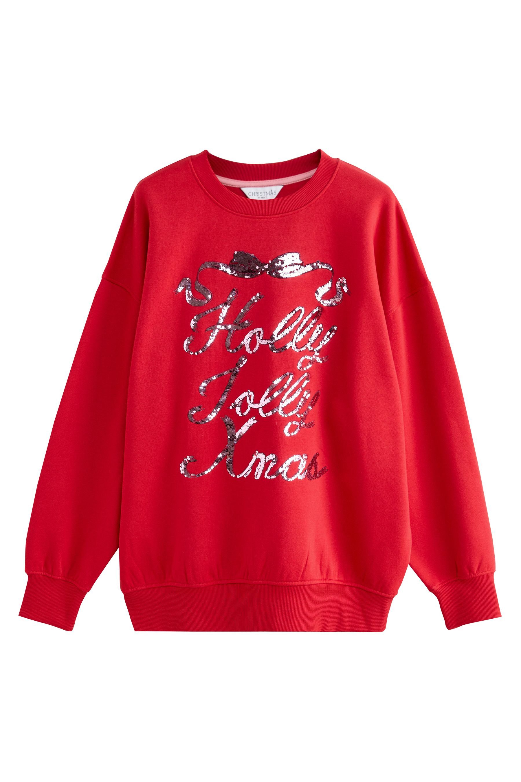Next Sweater Sweatshirt mit Pailletten und Grafik, Holly Jolly (1-tlg) günstig online kaufen