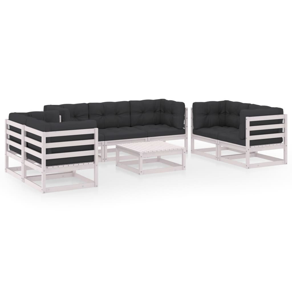 vidaXL Gartenlounge-Set 8-tlg. Garten-Lounge-Set mit Kissen Kiefer Massivholz, (1-tlg)