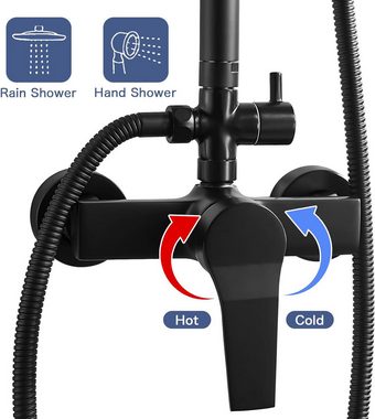 Coleniny Duschsystem mit Mischbatterie Verstellbare Duschsäule Regenduschkopf 21x21cm, Handbrause und 150cm Schlauch Perfektes Regendusche für Ihr Badezimmer