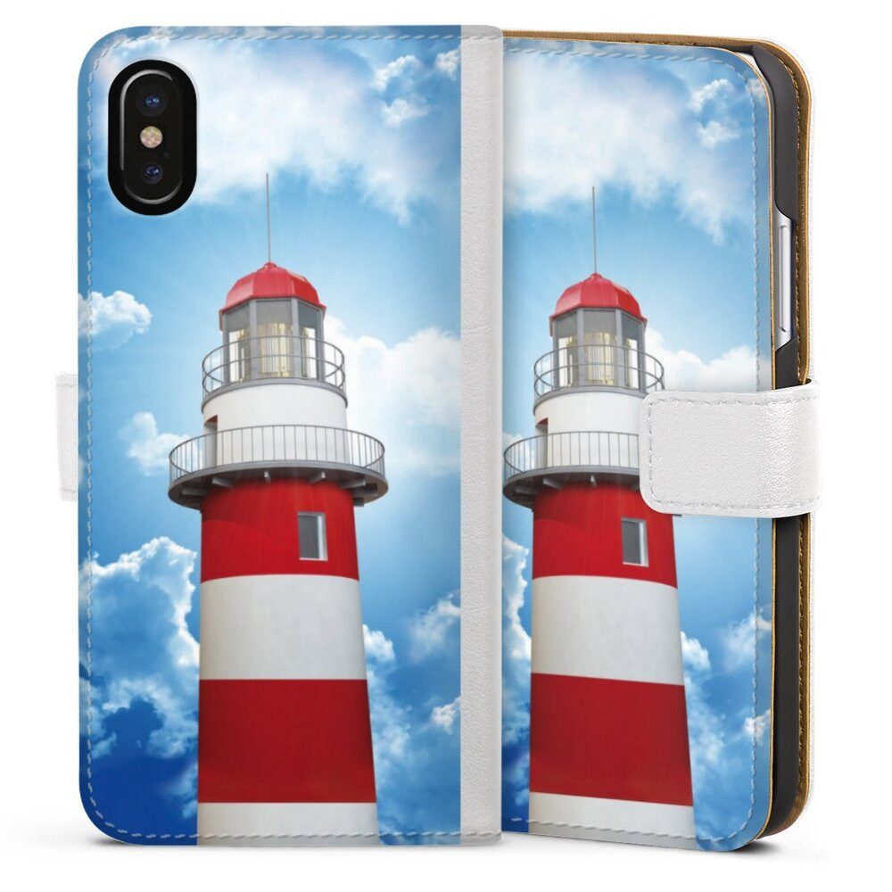 DeinDesign Handyhülle Leuchtturm Wolke Himmel Leuchtturm, Apple iPhone X Hülle Handy Flip Case Wallet Cover Handytasche Leder