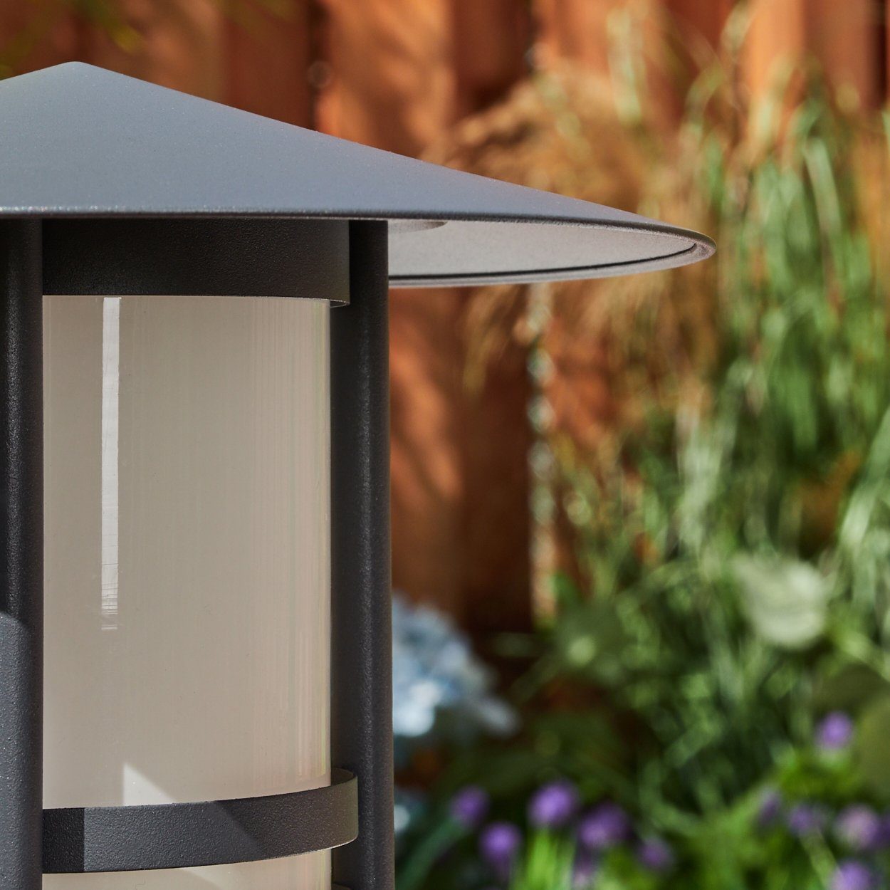 hofstein Pollerleuchte Wegeleuchte aus Metall/Glas in Anthrazit/Milchglas, ohne Leuchtmittel, Außenleuchte, Gartenbeleuchtung IP44, 1xE27, ohne Leuchtmittel