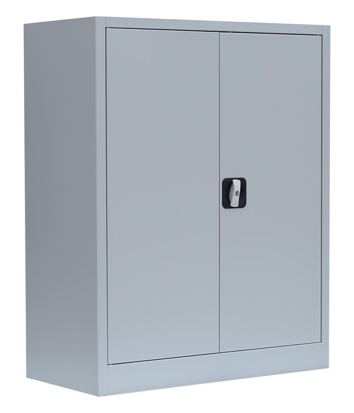 Steelboxx Mehrzweckschrank Lüllmann® Flügeltürenschrank, 2,5 kein x komplett 800 | grau mm 383 grau und 1000 Aufbau verschweißt, (1-St) x montiert notwendig OH