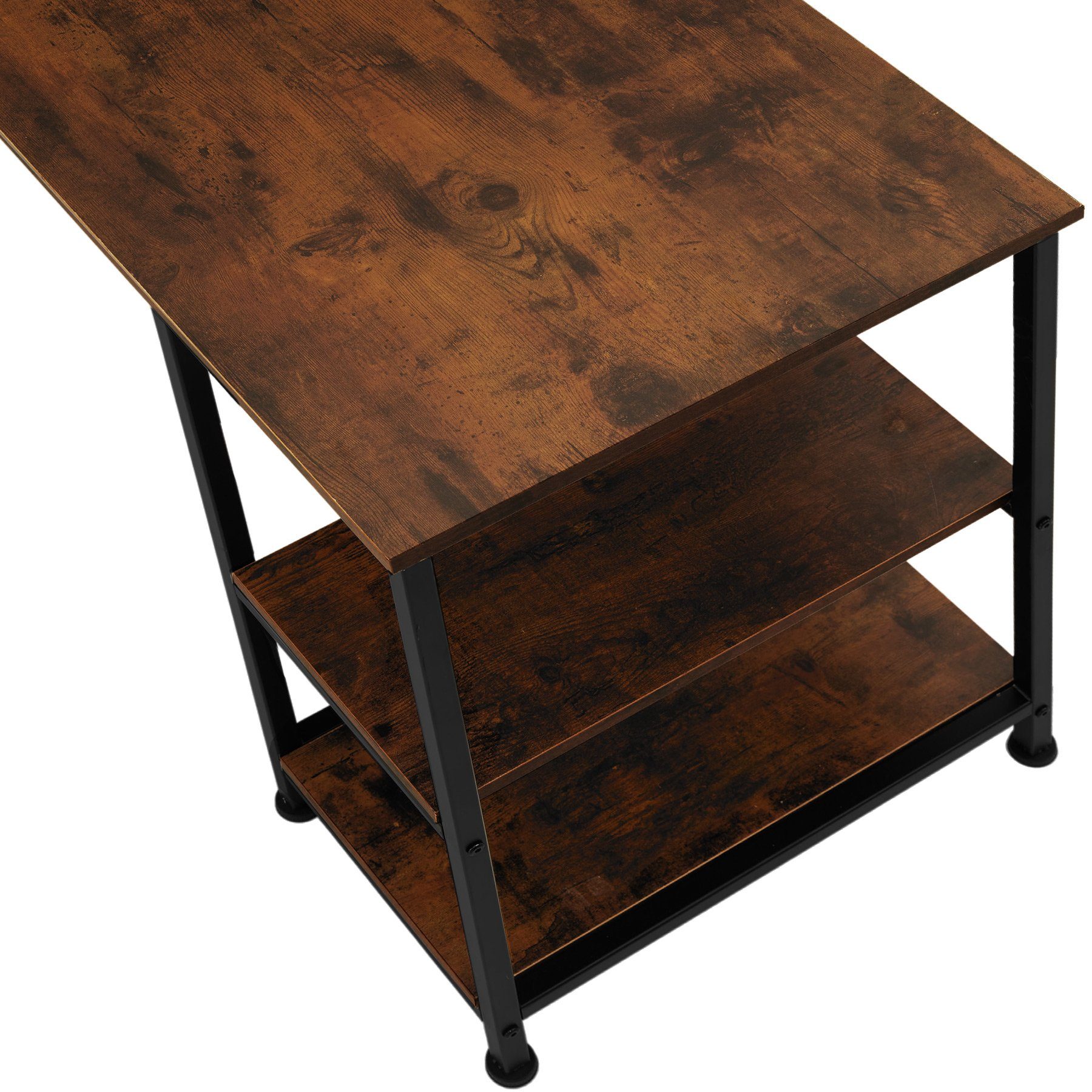 dunkel, rustikal tlg) (1-St., Holz Industrial Schreibtisch 1 tectake Stoke