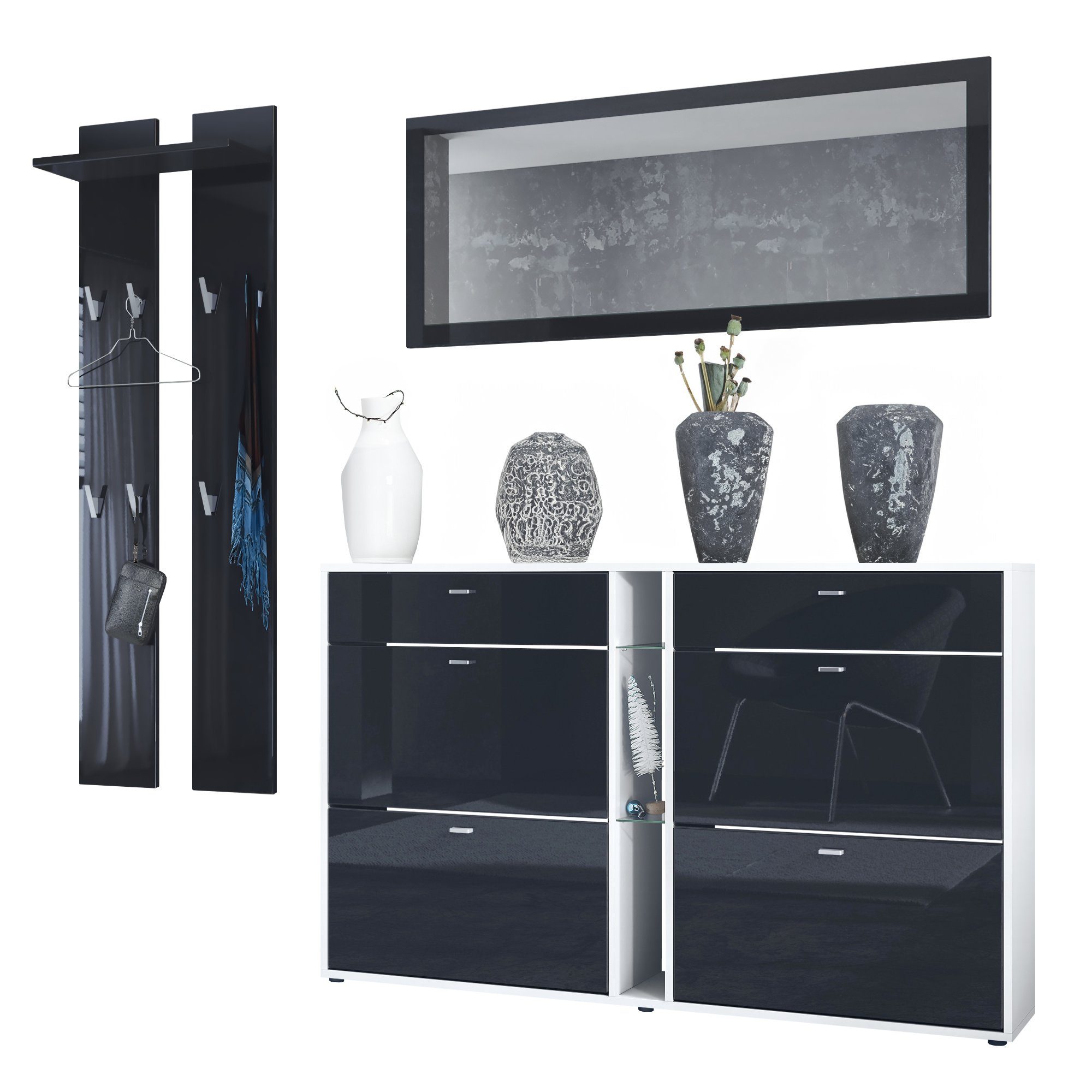 Vladon Garderoben-Set Orlando, (Garderoben-Set, mit Schuhschrank, Wandpanee günstig online kaufen