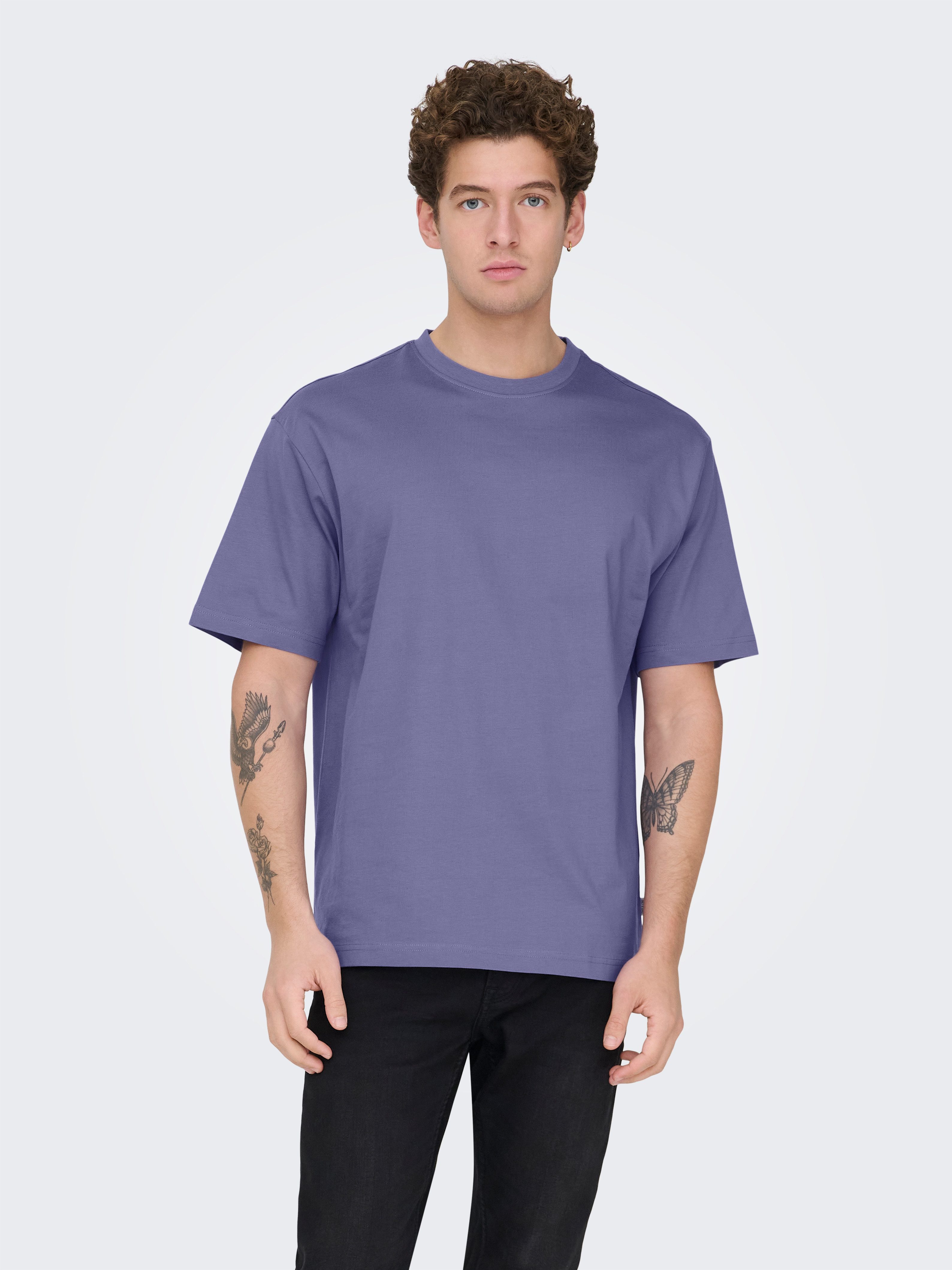 ONLY & SONS Rundhalsshirt ONSFRED RLX SS TEE Baumwolle, relaxed fit