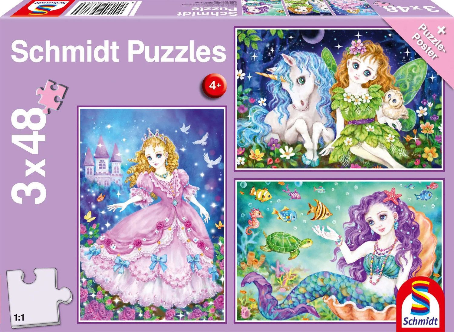 Schmidt Spiele Puzzle Prinzessin, Fee & Meerjungfrau. Puzzle 3 x 24 Teile, günstig online kaufen