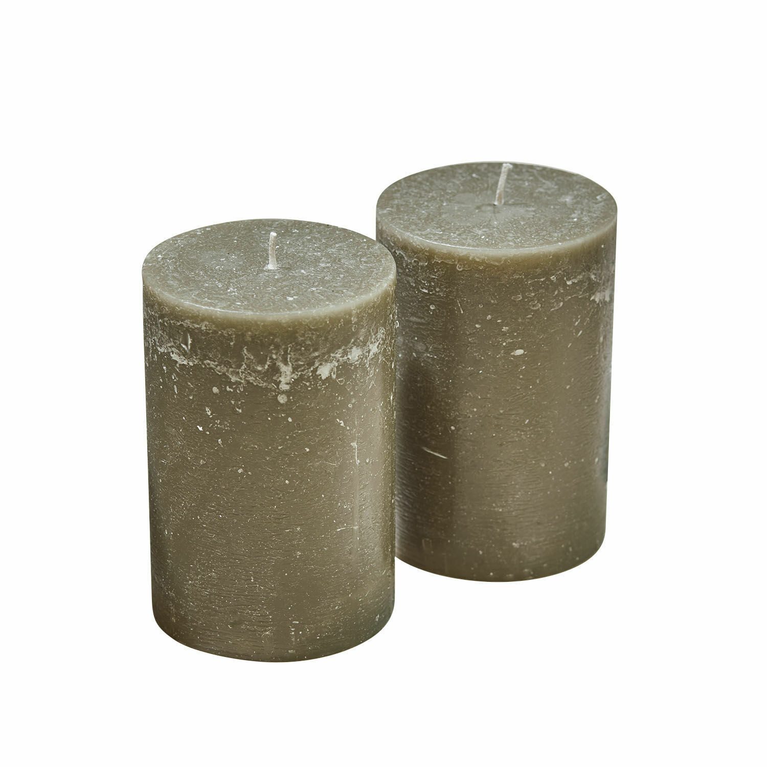 Mirabeau Stumpenkerze Kerze 2er Set Oviedo olivgrün (2er Set, 2er Set), none