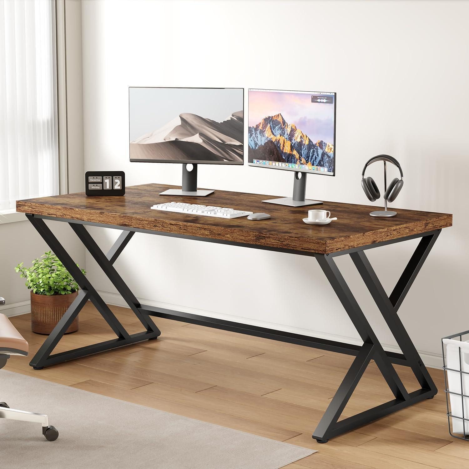 LuxusKollektion Computertisch Computertisch Schreibtisch 140×60×75.5cm Rustikales Braun