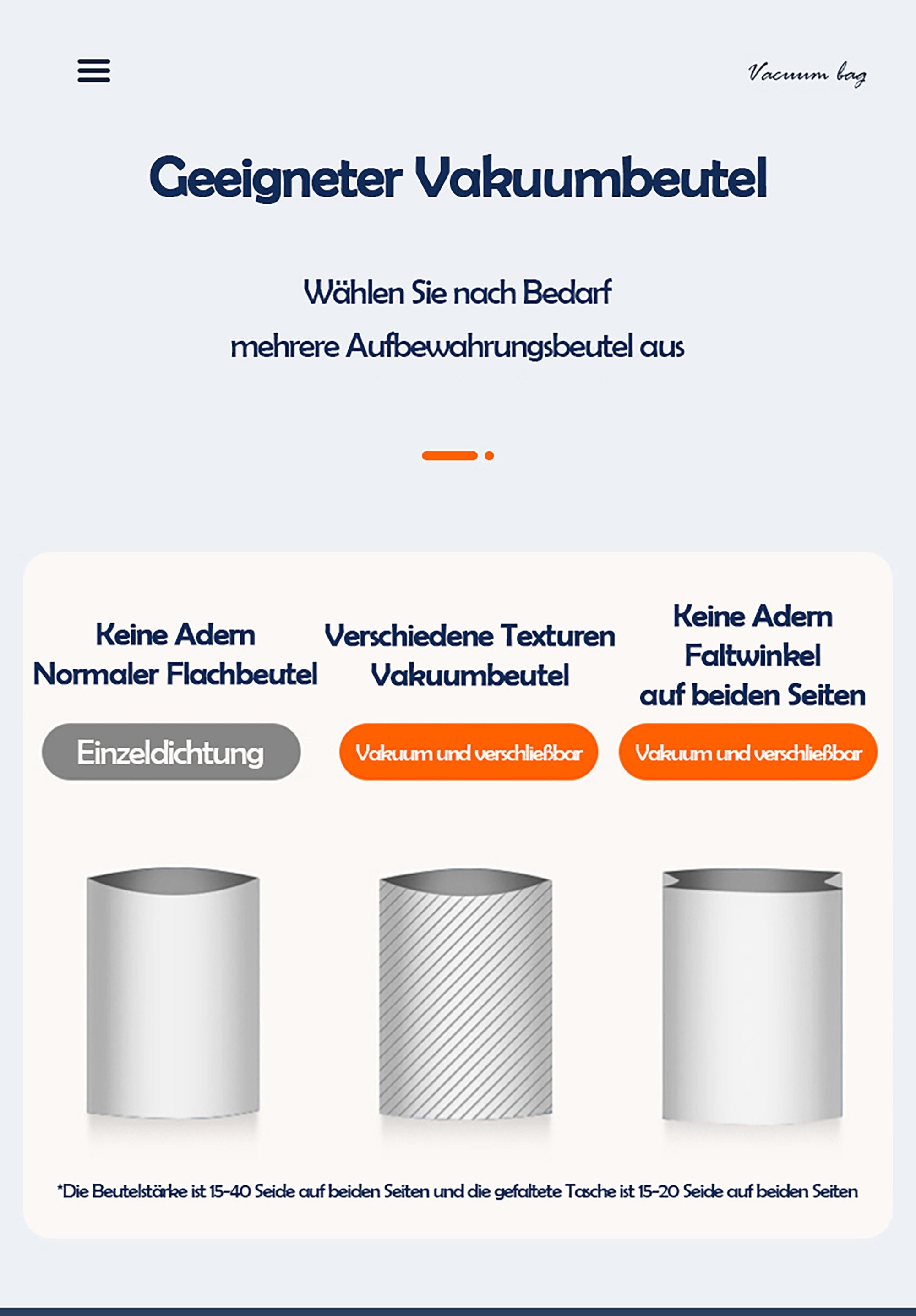 Luckice Vakuumierer Vakuumiergerät Lebensmittel bleiben vakuumiert bis zu 8x länger frisch, Rollenbreite 28 cm, 120W, Praktischer Nass-und Trockenmodus,Enthält  – Bild 5 von 5