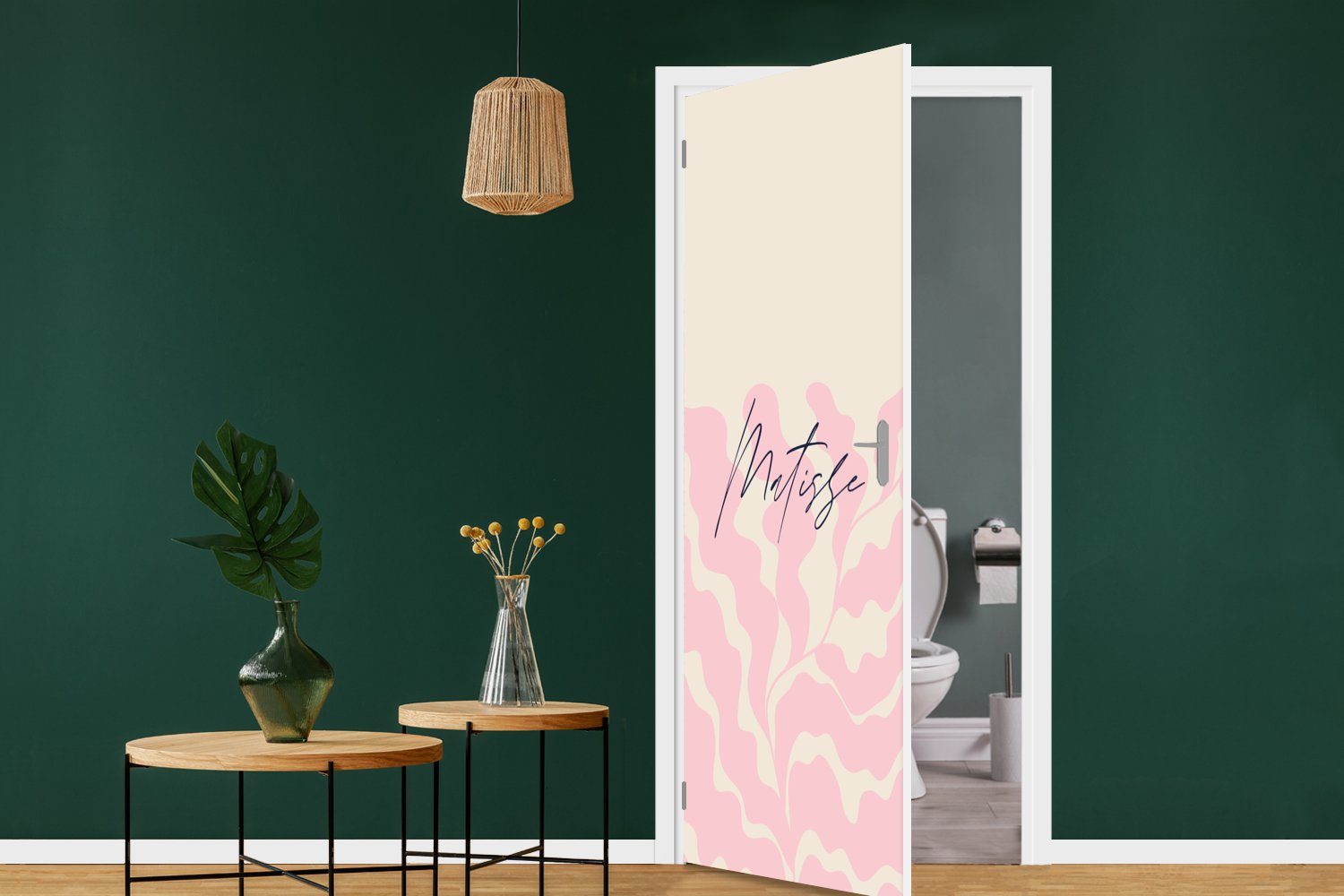 cm Tür, Abstrakt, Fototapete - für bedruckt, Matt, Blume St), - Matisse Türaufkleber, 75x205 (1 Türtapete MuchoWow