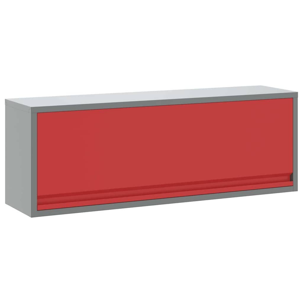 vidaXL Werkzeugbox Werkzeugschrank Rot und Grau 100 x 25 x 35 cm Stahl (1 St)
