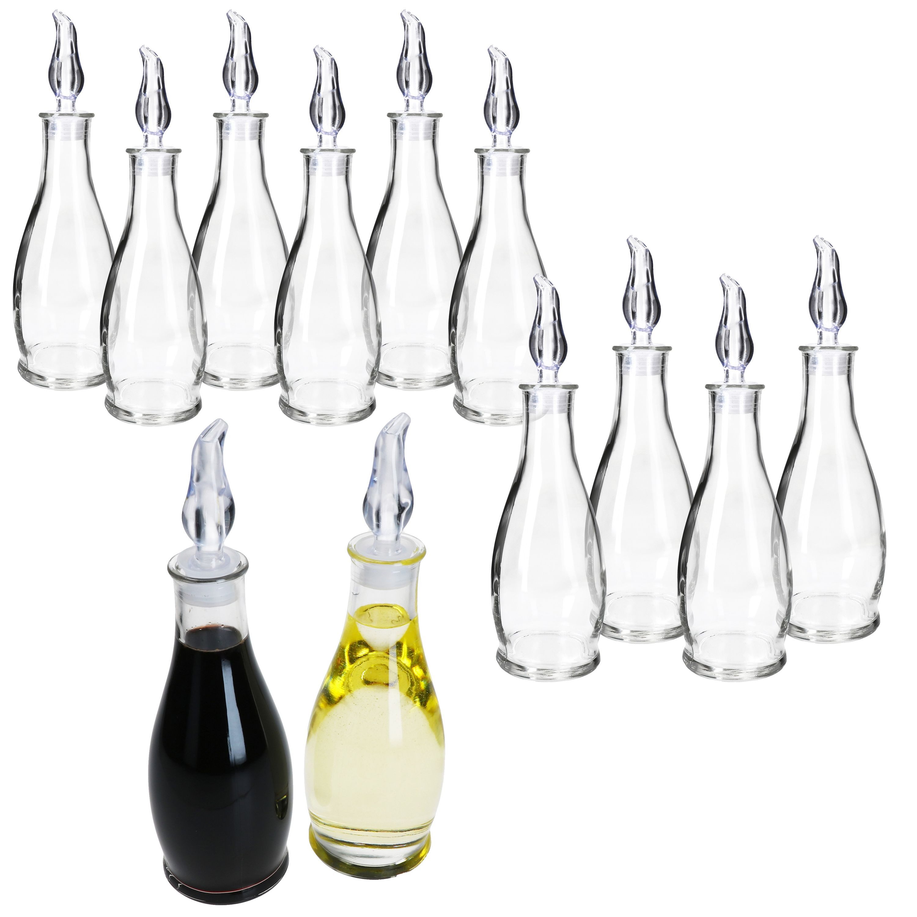 MamboCat Menage 12x Olli Essig- & Öl-Flaschen 300ml Olivenöl-Spender aus Glas