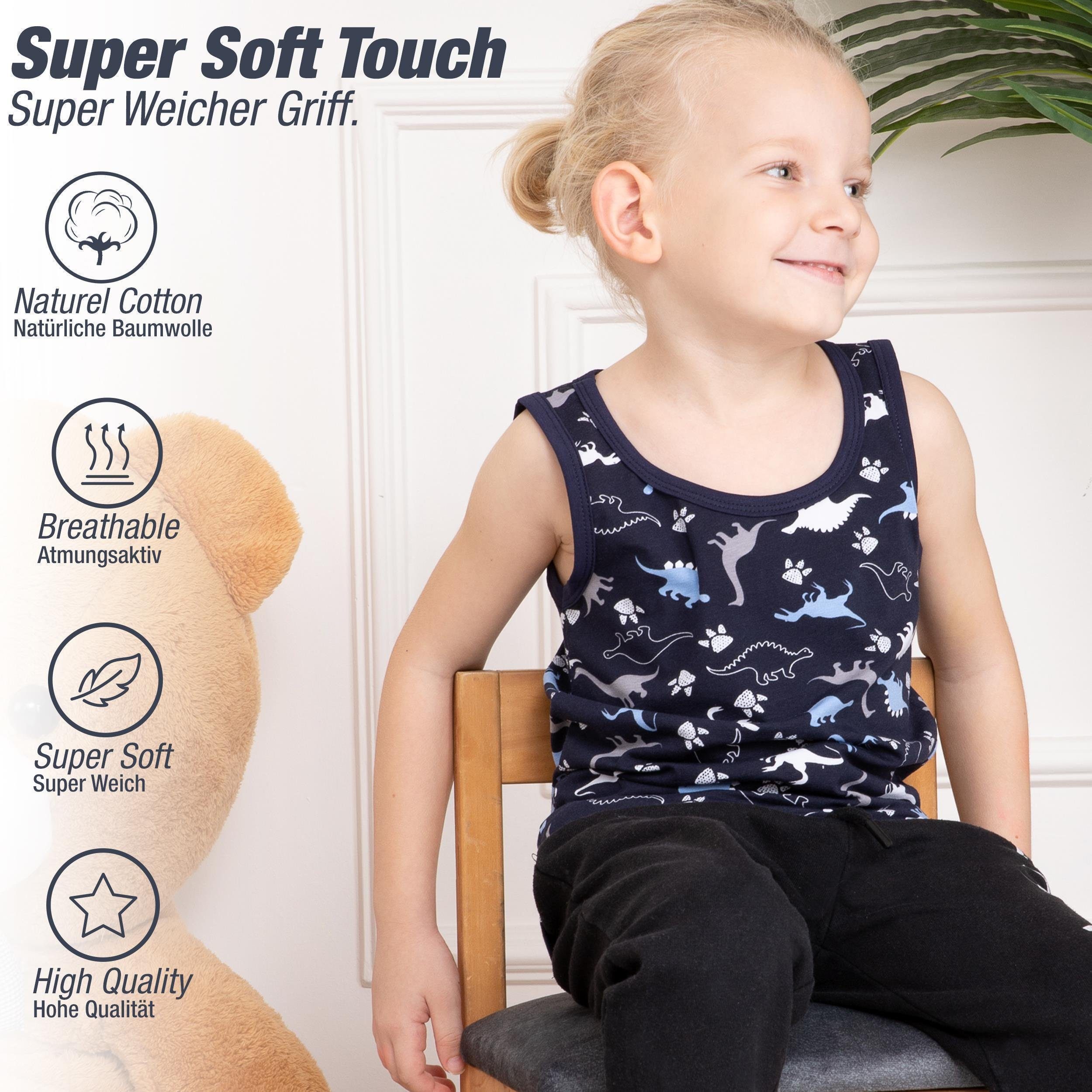 LOREZA Unterhemd 5er Set Jungen Unterhemden - Dinosaurier - Bunt (Set, 5-St., 5er-Pack)