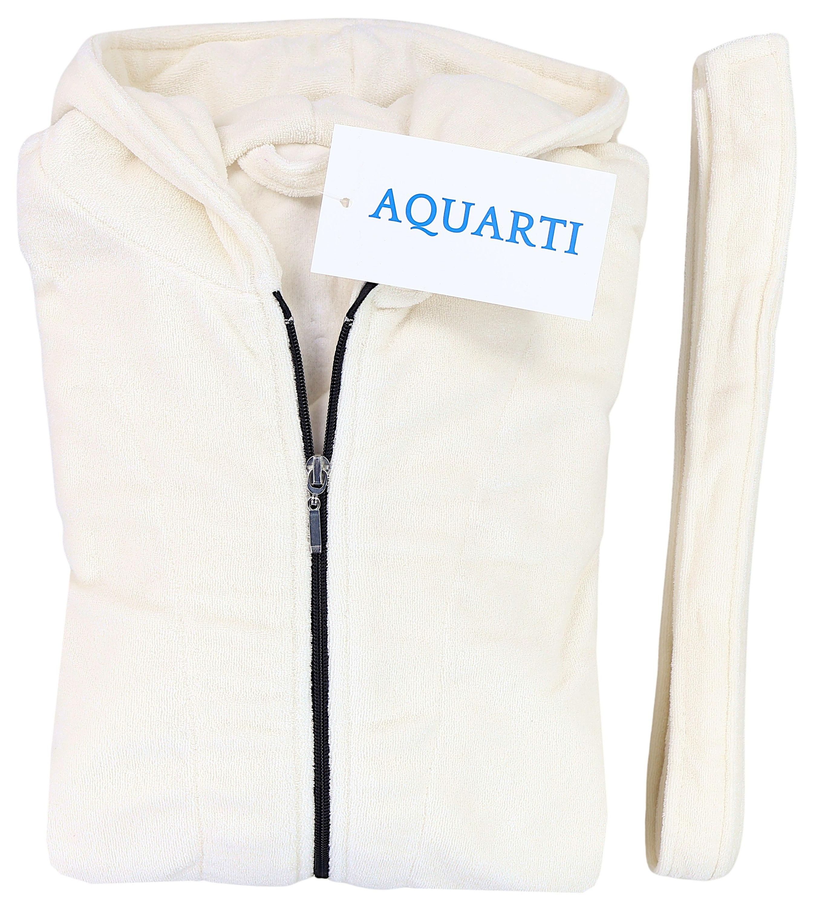 Aquarti Damenbademantel Aquarti Damen Bademantel Morgenmantel mit Reißverschluss Lang