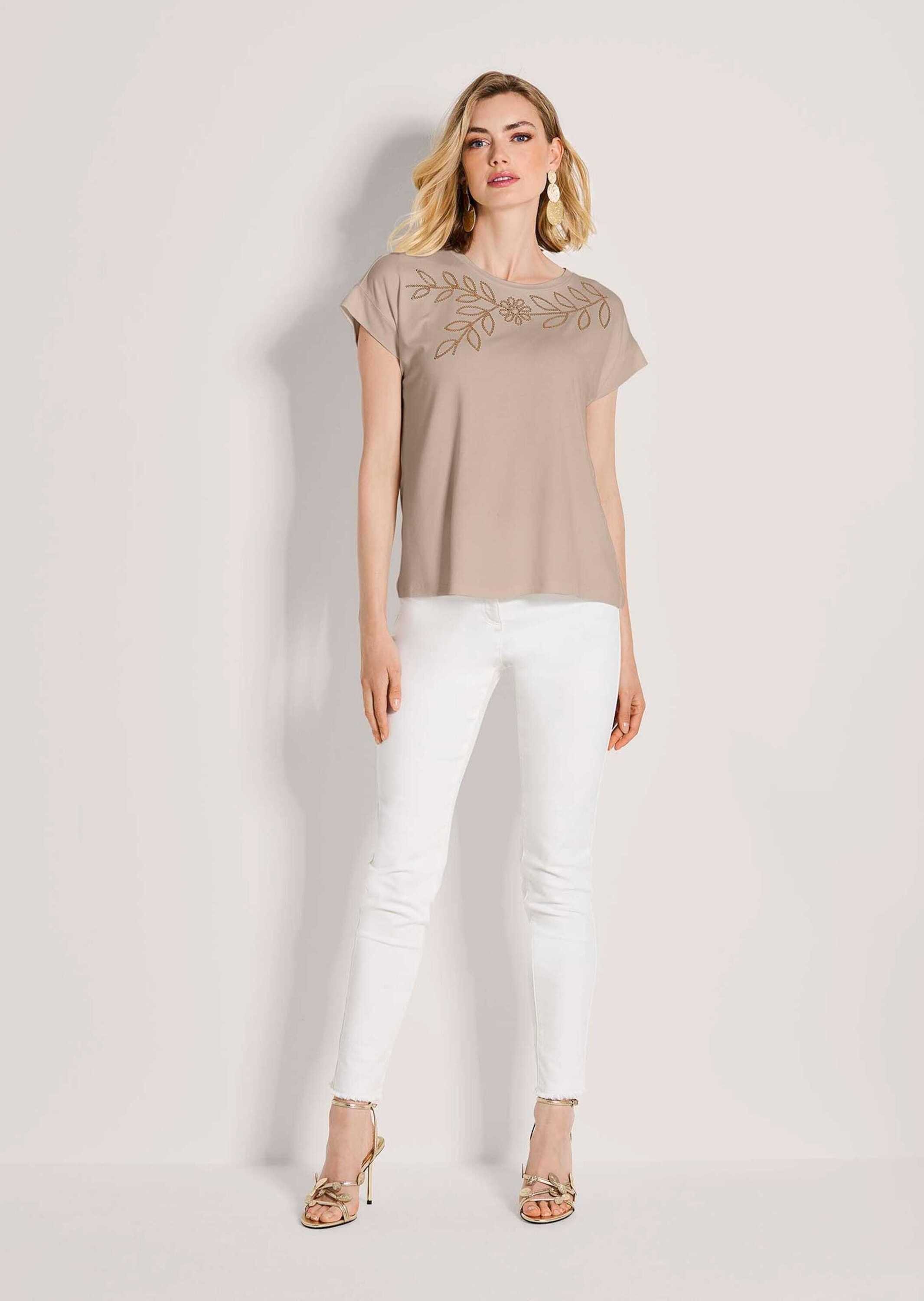 Kurzarmshirt Elegantes T-Shirt mit Glanzeffekten