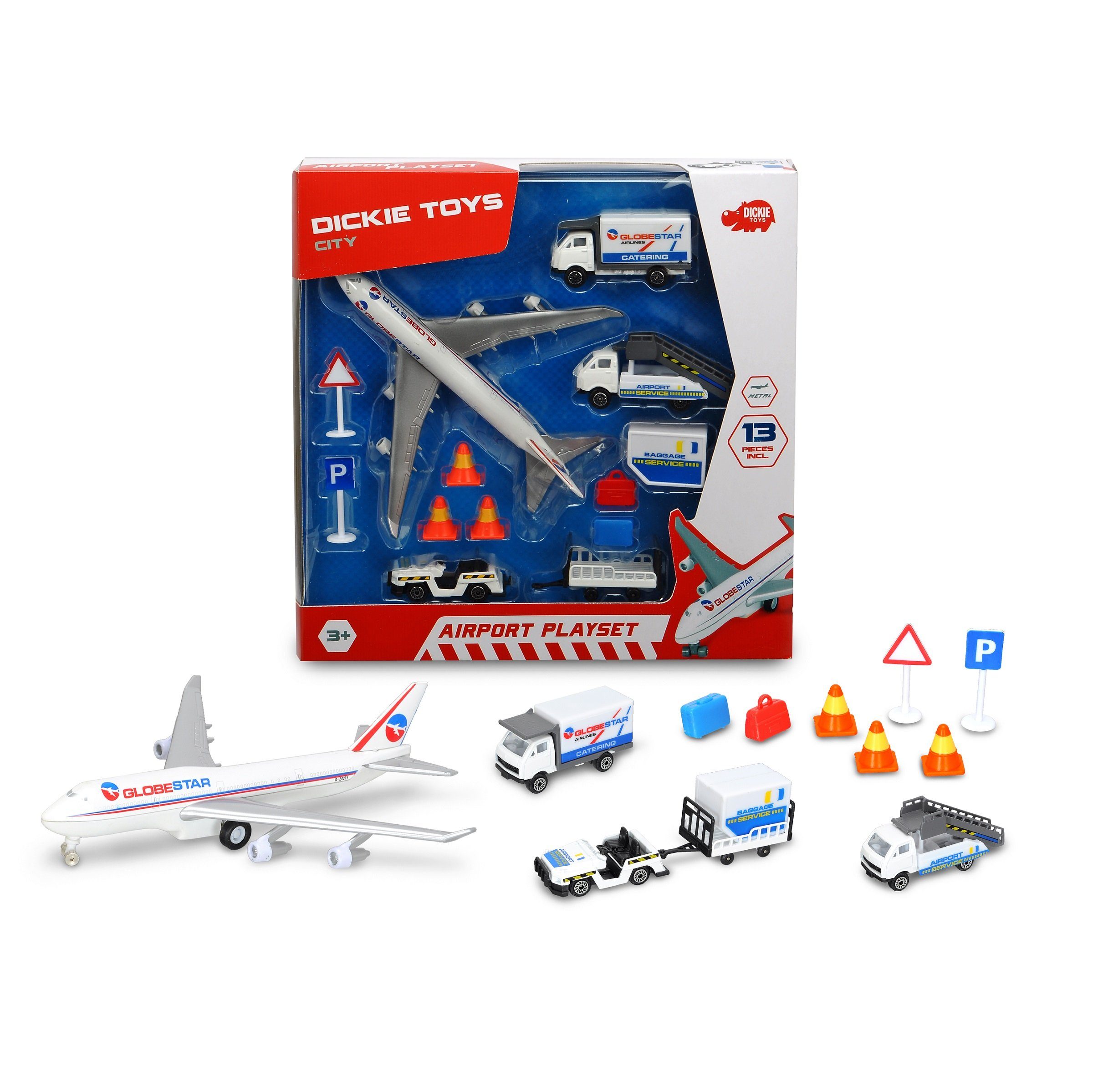 Dickie Toys Modellauto Dickie Toys 203743001 - Airport Playset, Flughafen, Maßstab 1:50, 11 Teile enthalten
