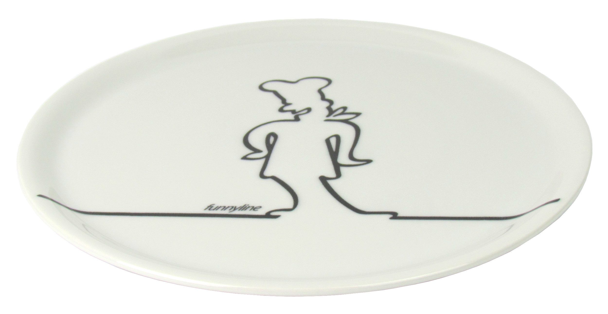 Saturnia Pizzateller Ø31cm aus Porzellan mit lustigem Koch-Motiv, 2er 4er oder 6er Set