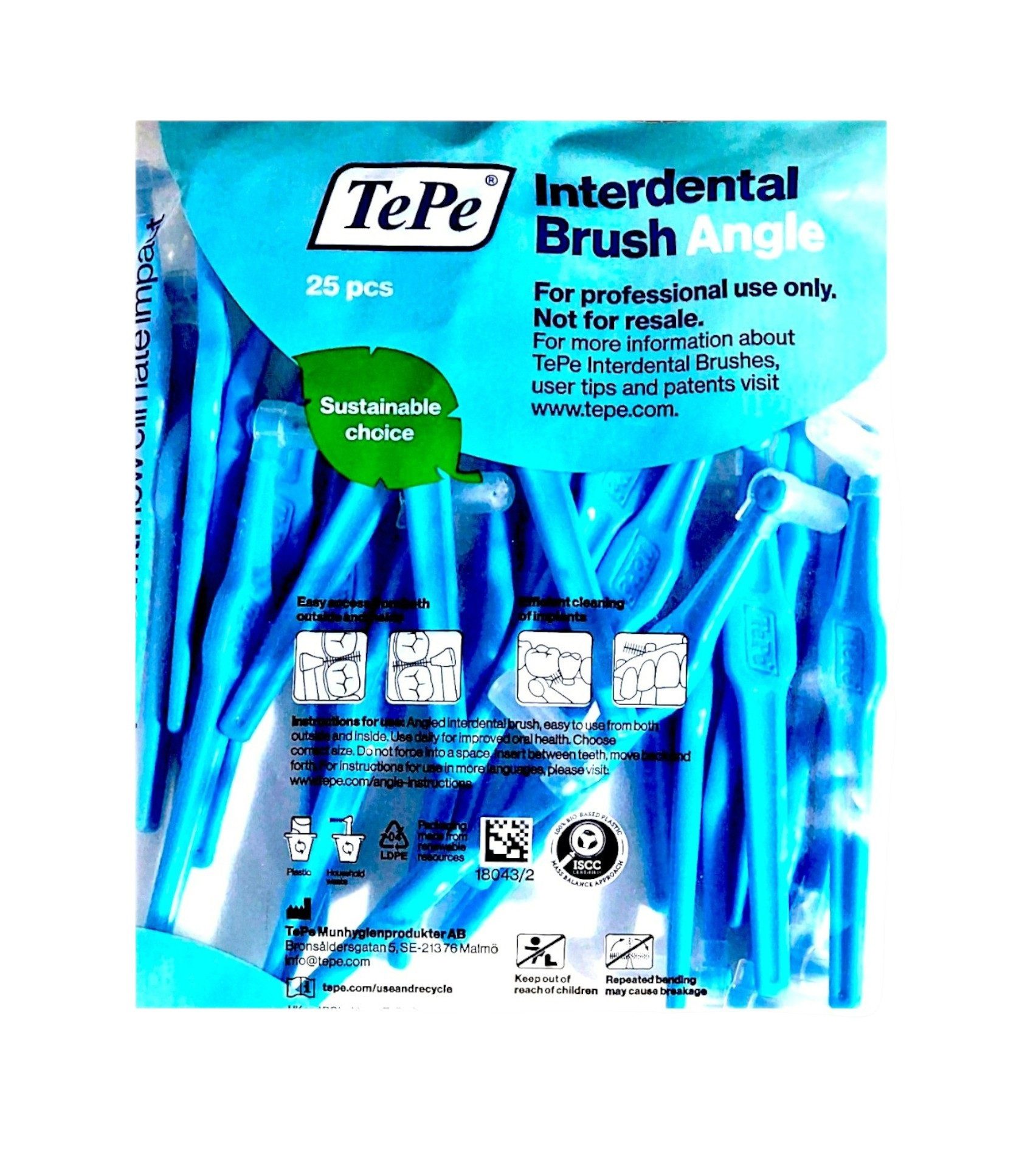 TePe Interdentalbürsten TePe Angle Interdentalbürsten blau 0,6 mm Multipack 25 Stück im Beutel