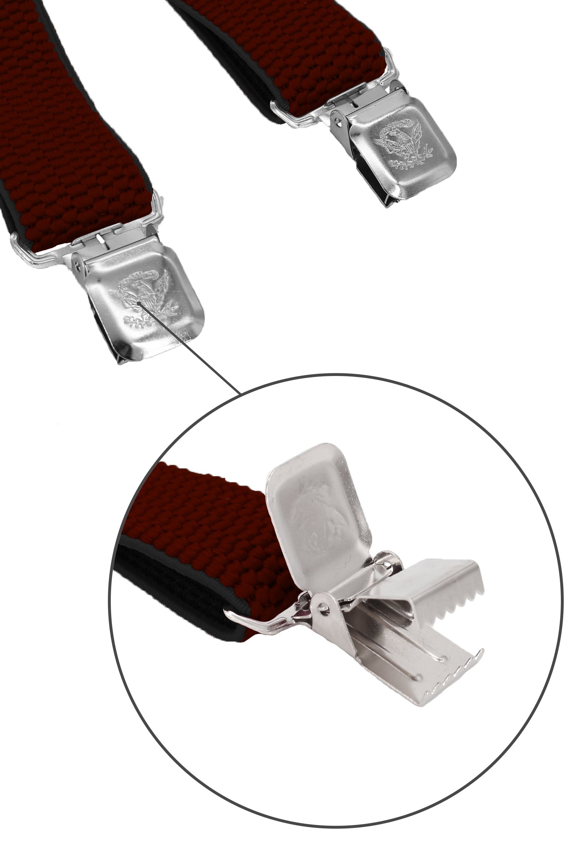 Fabio Farini Hosenträger mit passender Fliege als Set 4cm Y-Form für Herren Pack Brombeere 4cm Hosenträger - Brombeer Gemusterter Fliege