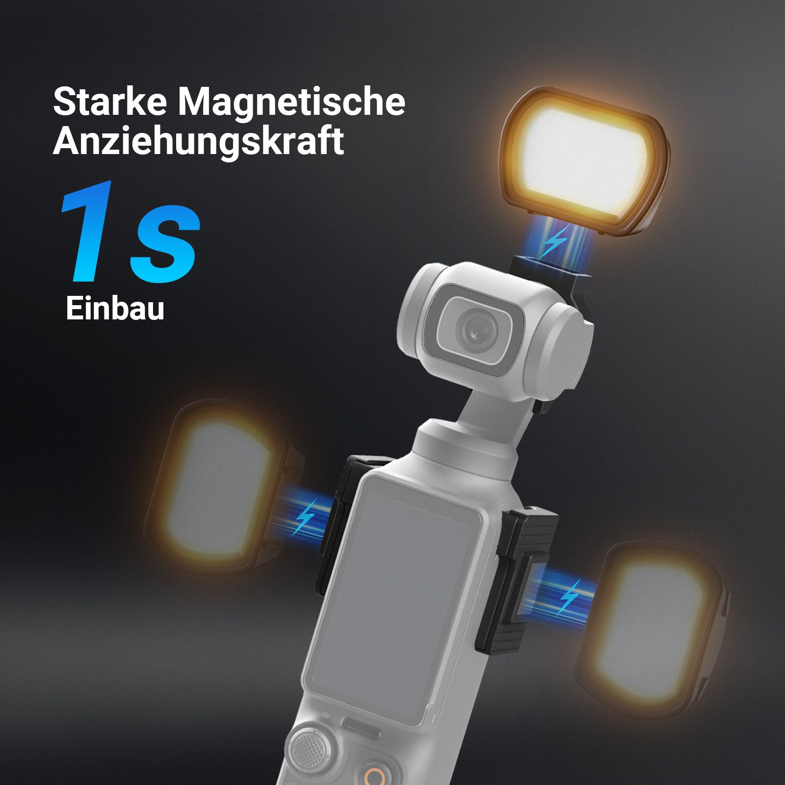 Neewer Videoleuchte Videolicht Magnetisches Licht kompatibel mit DJI OSMO Pocket 3, 1,3W wiederaufladbarer Fülllicht mit verbesserten Halterungen – Bild 3 von 5
