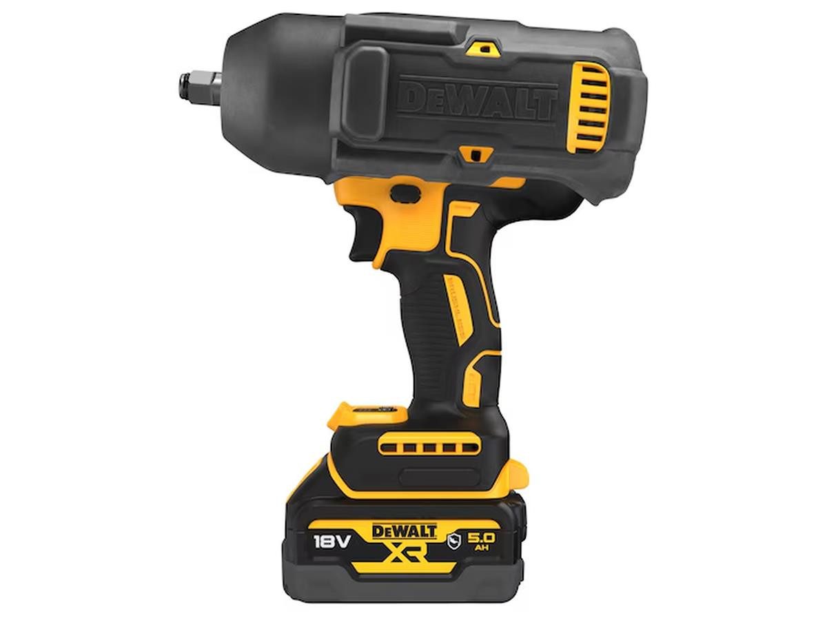DeWalt Akku-Schlagschrauber 18 Volt / 5 Ah, 2300 U/min, 1396 Nm, (6-tlg), 1/2" Außenvierkant mit HOG-Ring, 1.396 Nm und G-Akku-Set
