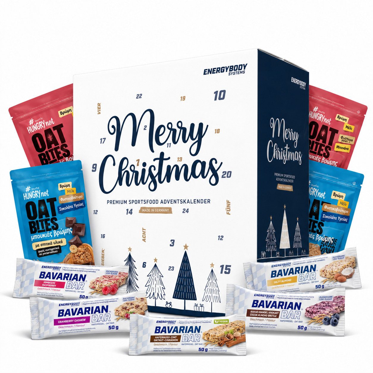 Energybody Systems Lebensmittel-Adventskalender Haferriegel Adventskalender 2026 – 26x Oat Bars & Bites