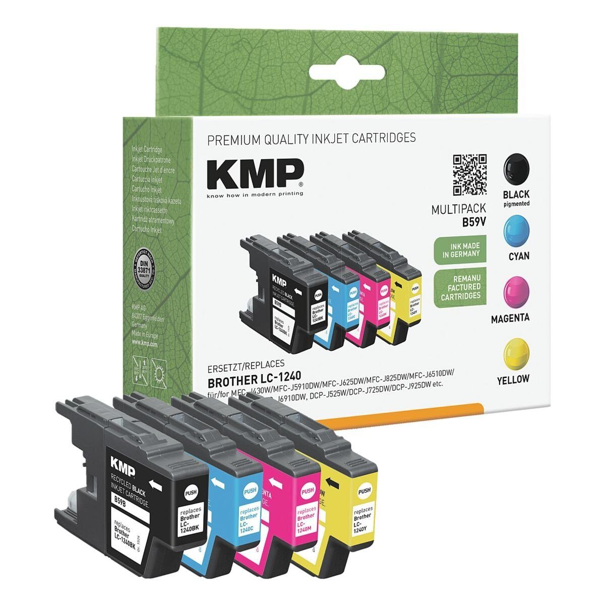 KMP LC1240BK, C, Y, M Tintenpatrone (Set ersetzt Brother LC-1240)