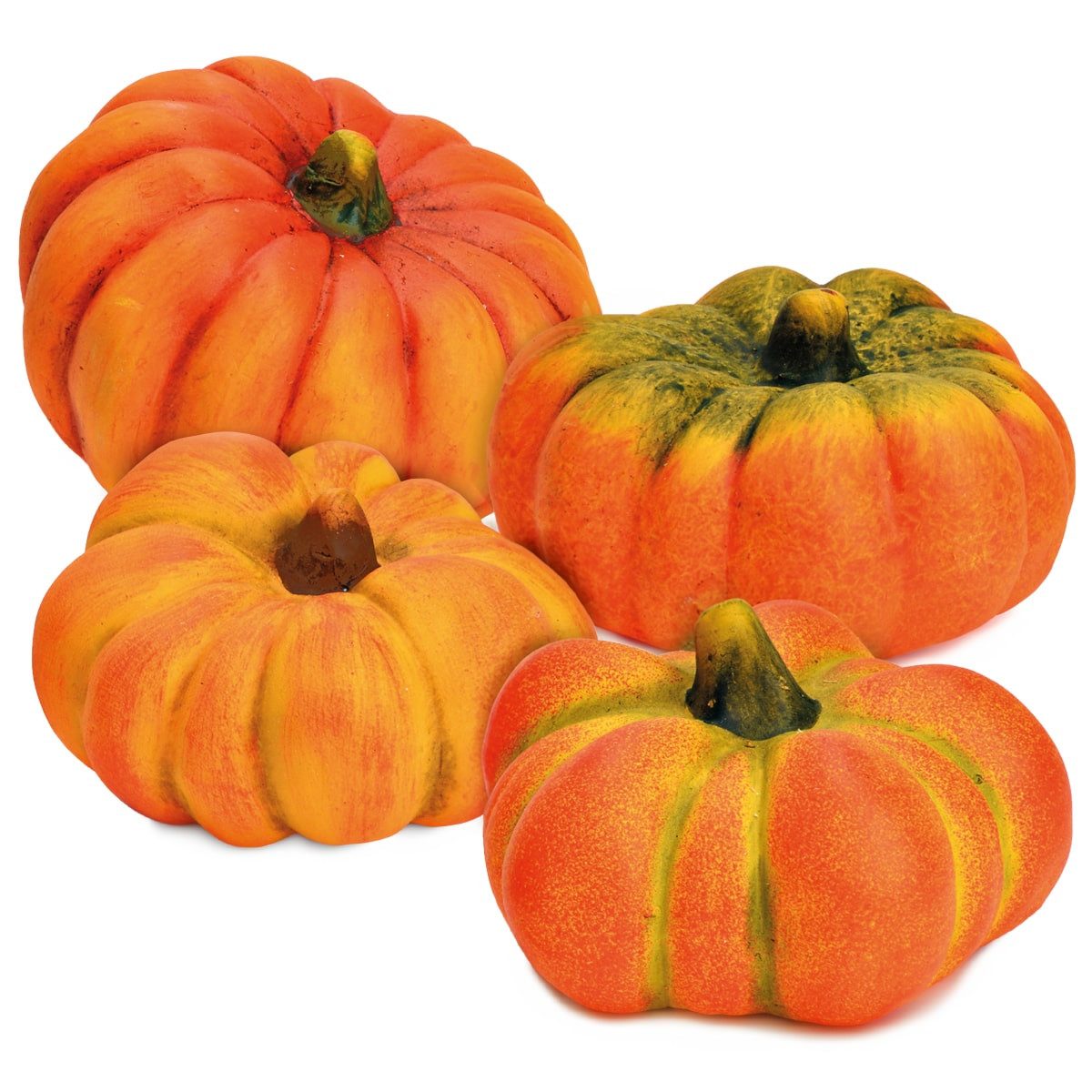 matches21 HOME & HOBBY Dekofigur Kürbis 9er Set orange aus Ton, 8 cm als Herbst & Halloween Deko (4 St), Deko-Kürbisse als Deko für Innen & Außen