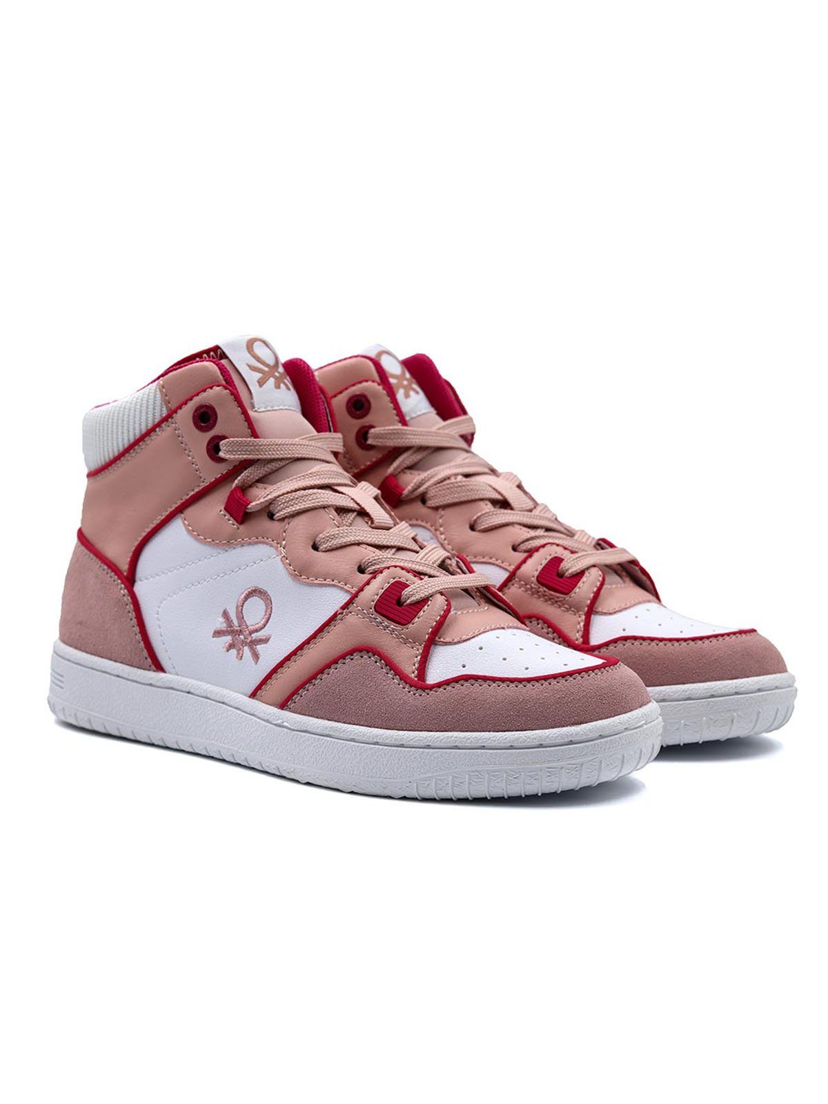 United Colors of Benetton Damen Ankle Sneaker ROD - white/fucsia Sneaker