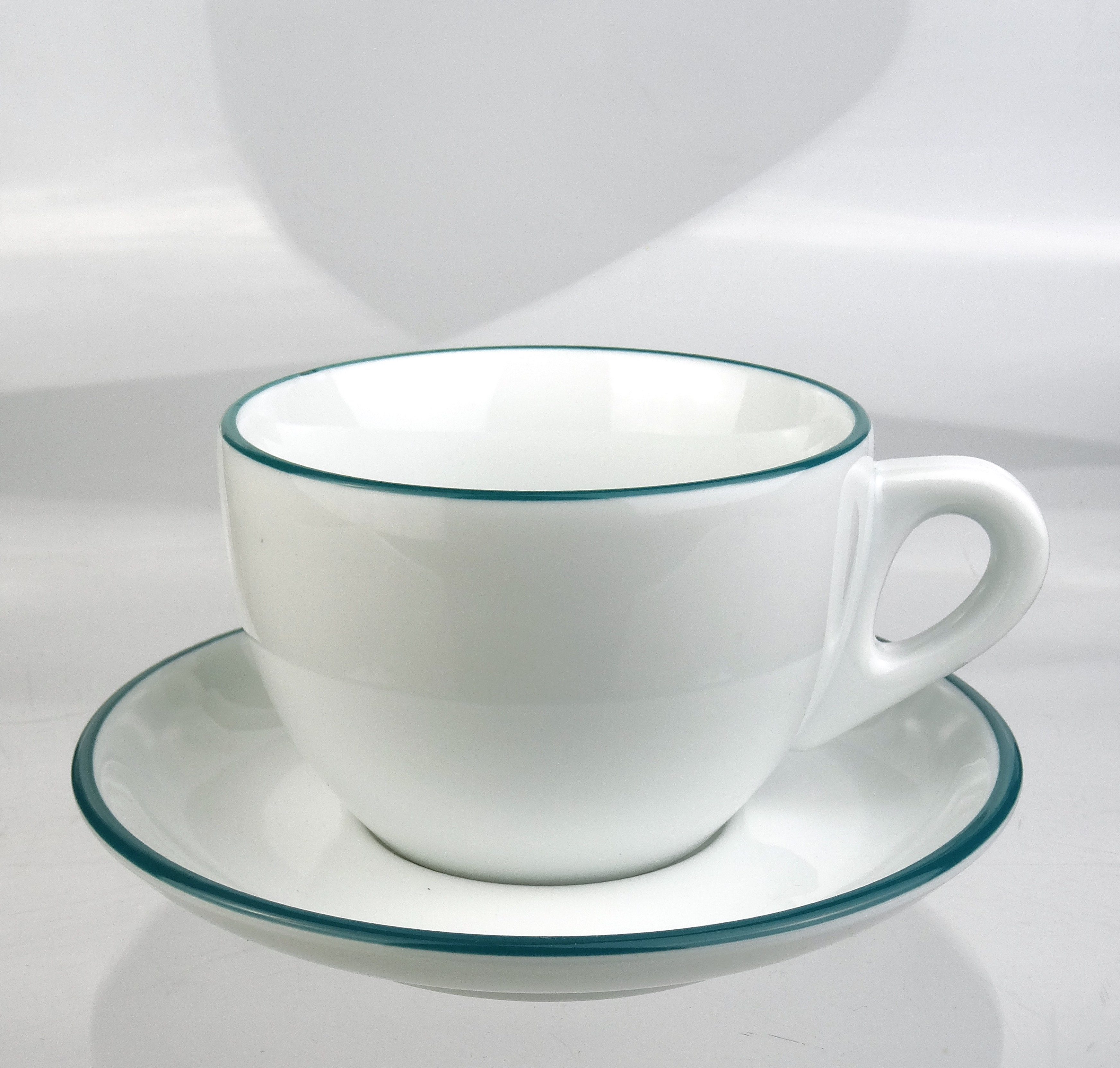 Ancap Cappuccinotasse dickwandig, blaugrüner Rand, Made in Italy, 2-tlg., Porzellan, 2-teilig