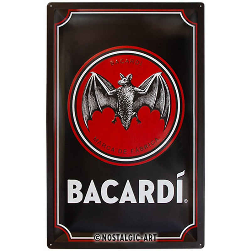 Nostalgic-Art Metallschild, Bacardi – Logo Black, 40x60cm