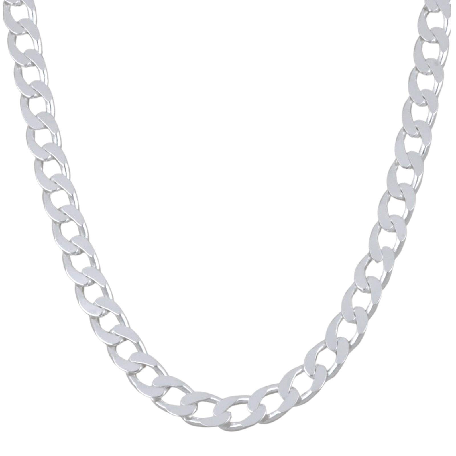 Tony Fein Panzerkette Panzerkette 7mm Silber für Diamantiert und Made 925er in Damen Herren Massiv Italy Halskette, Poliert