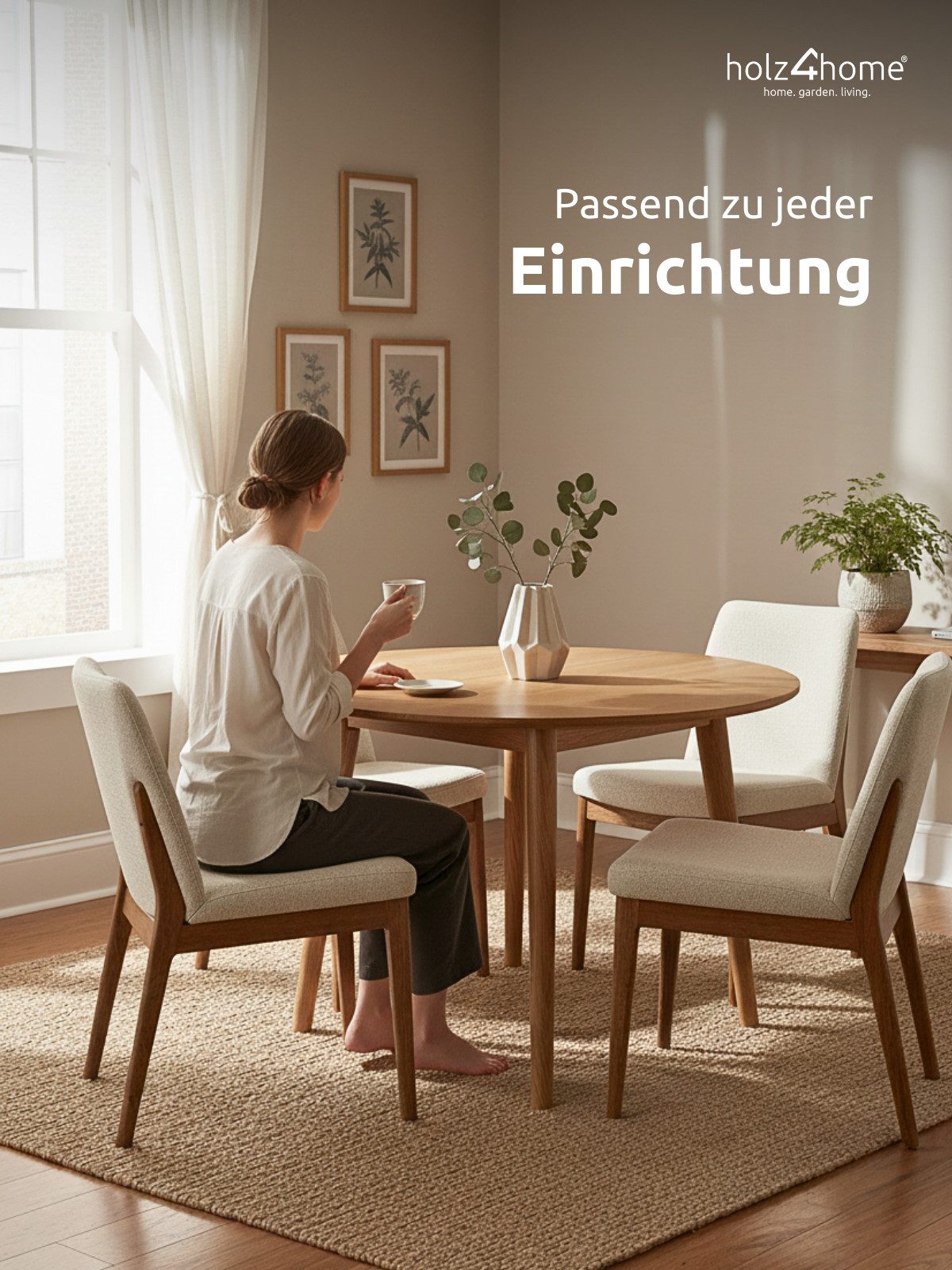 holz4home® Esstisch Rund aus Eichenholz Massiv I Wohnzimmertisch Modern, Rund – Bild 5 von 5