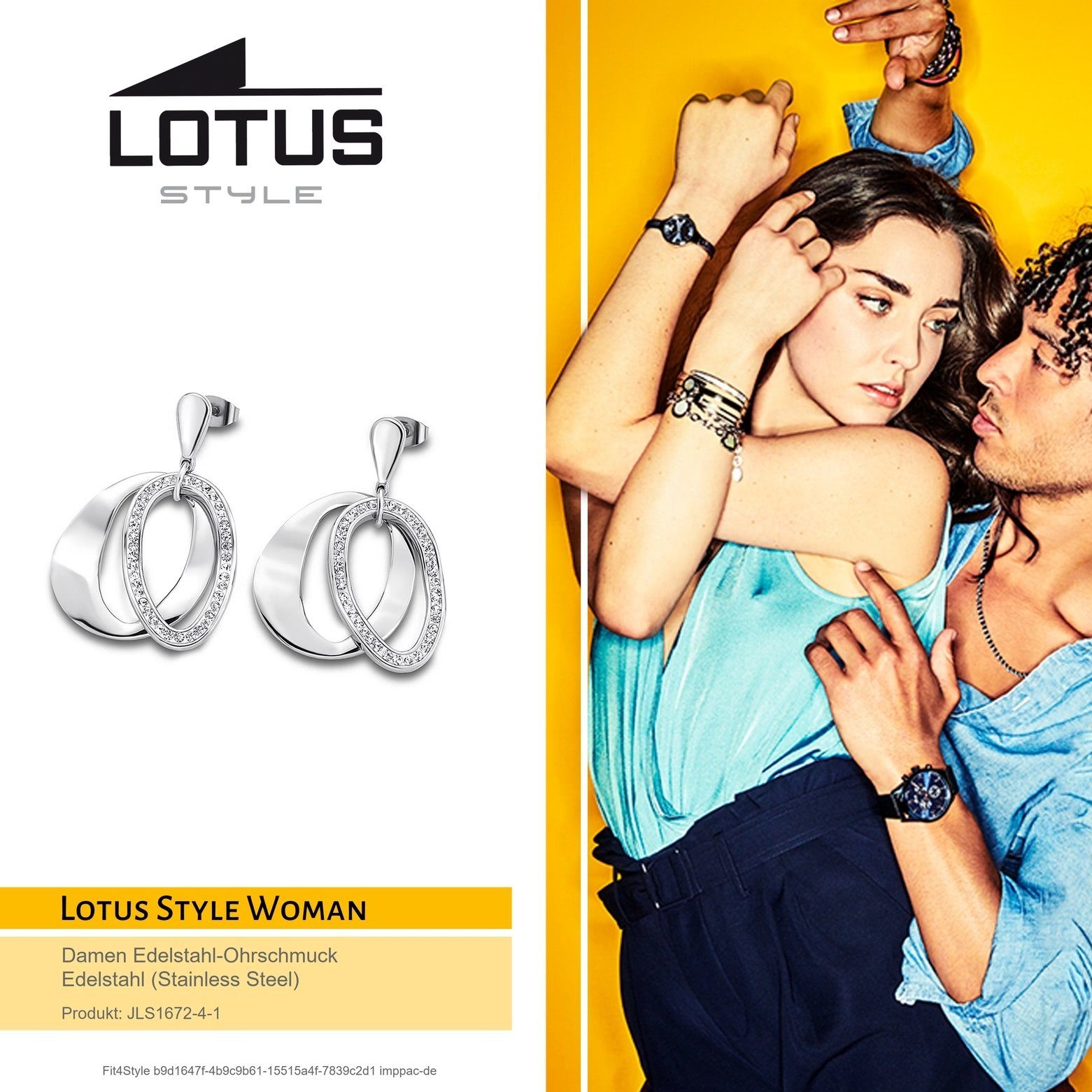 Lotus Style Paar Ohrhänger Lotus Style Steine Ohrringe silber (Ohrhänger), für Damen aus Edelstahl (Stainless Steel)