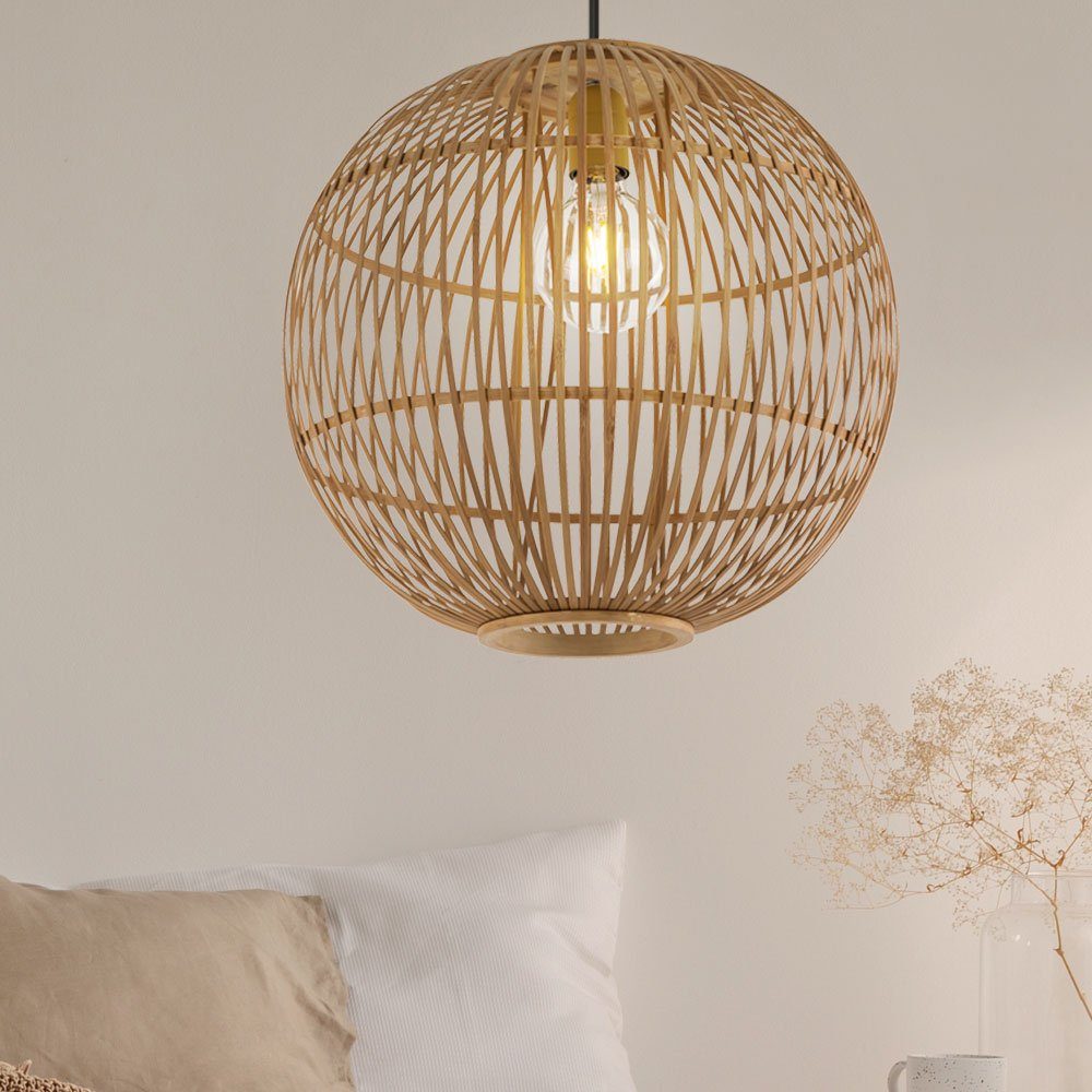 GLOBO LIGHTING Pendelleuchte, Leuchtmittel nicht inklusive, Hängelampe Deckenleuchte Esszimmer Pendelleuchte aus Bambusgeflecht in