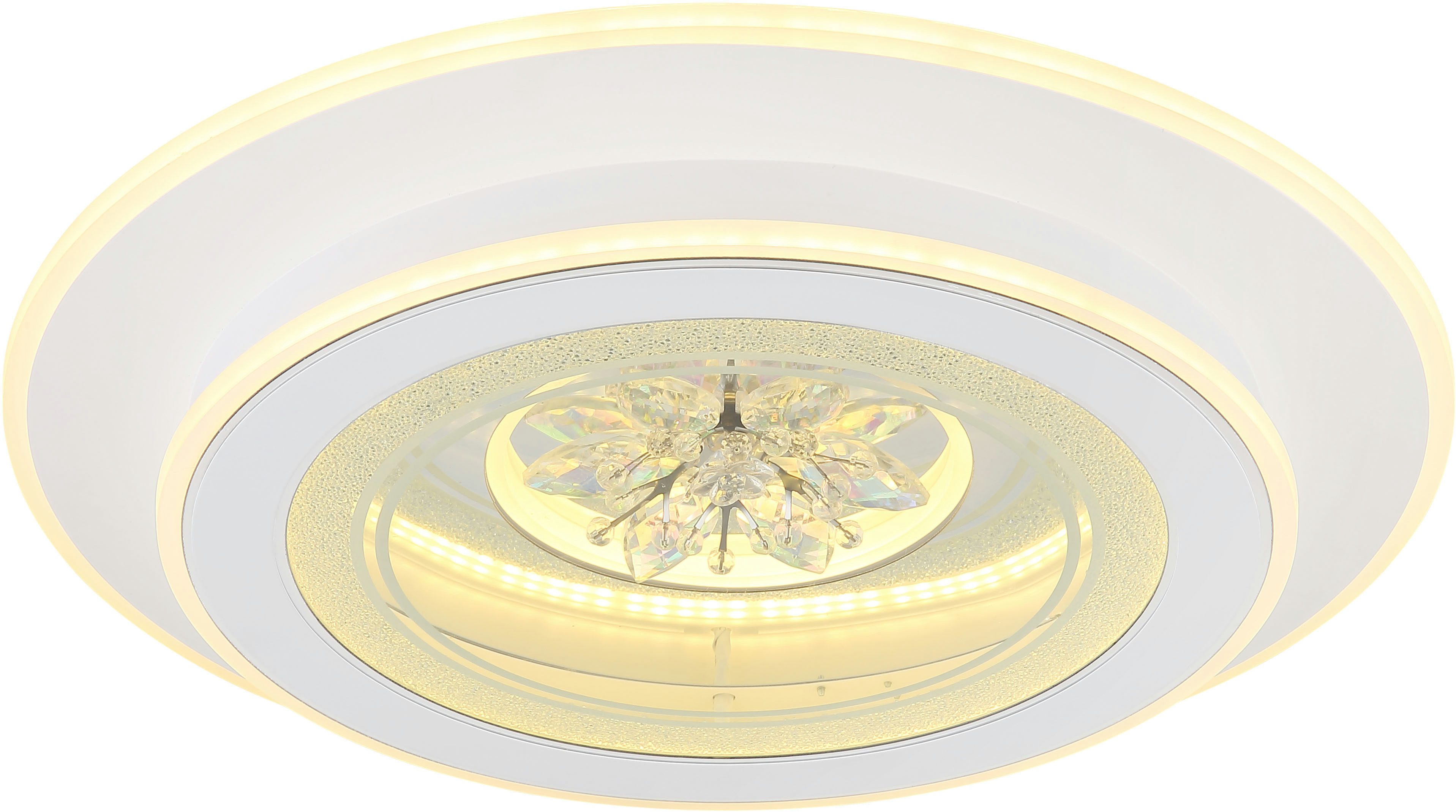 GLOBO LIGHTING LED Deckenleuchte BLUMA, Dimmfunktion, Memoryfunktion, Nachtlichtfunktion, Timerfunktion, mehrere Helligkeitsstufen, LED fest integriert, Deckenlampe/rund/Wohnzimmer/Schlafzimmer/elegant